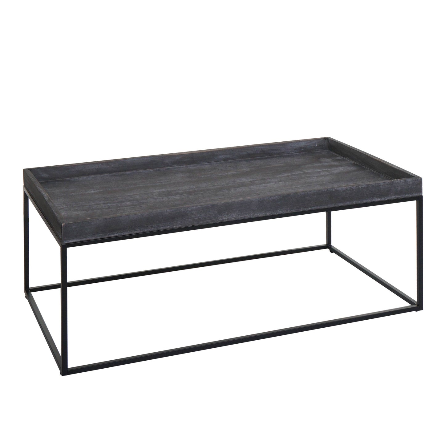 Salontafel MCW-K71, salontafel bijzettafel, massief hout metaal 46x110x60cm ~ donkergrijs