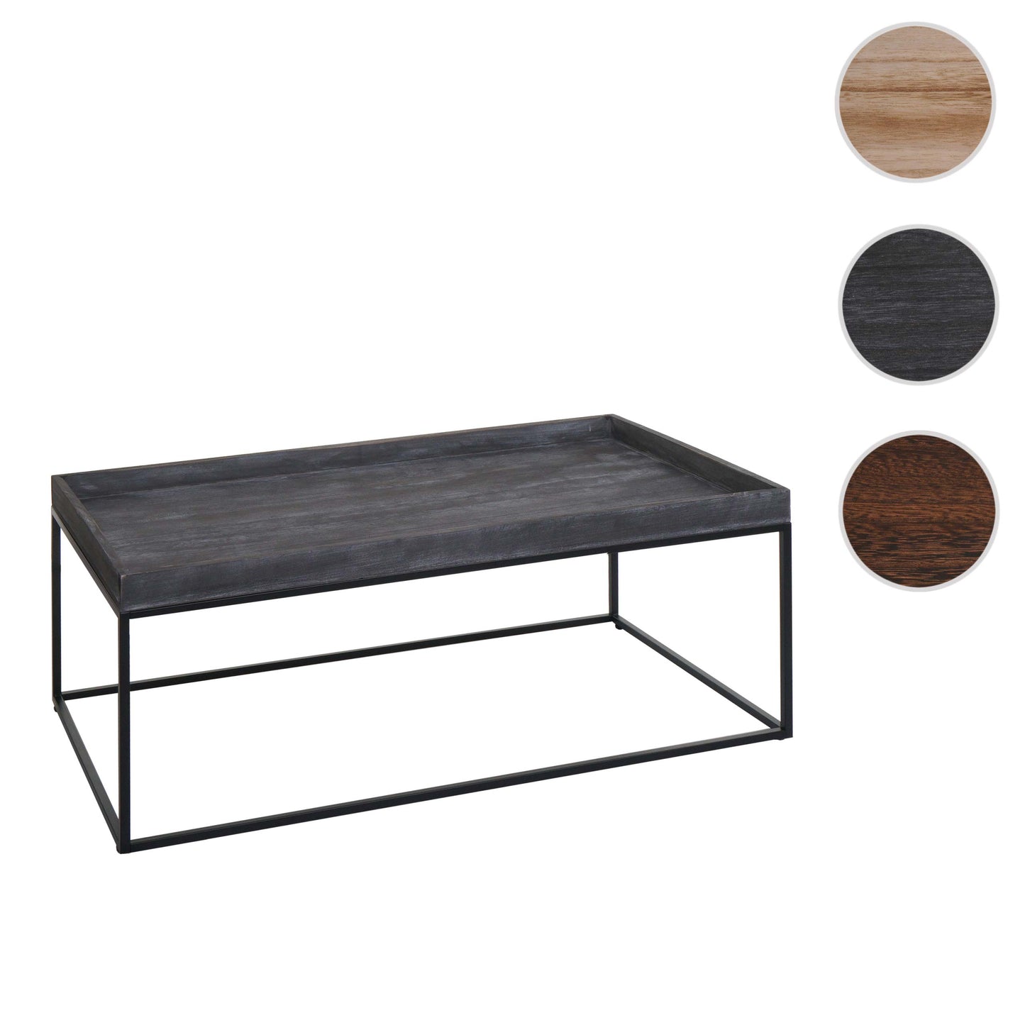 Salontafel MCW-K71, salontafel bijzettafel, massief hout metaal 46x110x60cm ~ donkergrijs