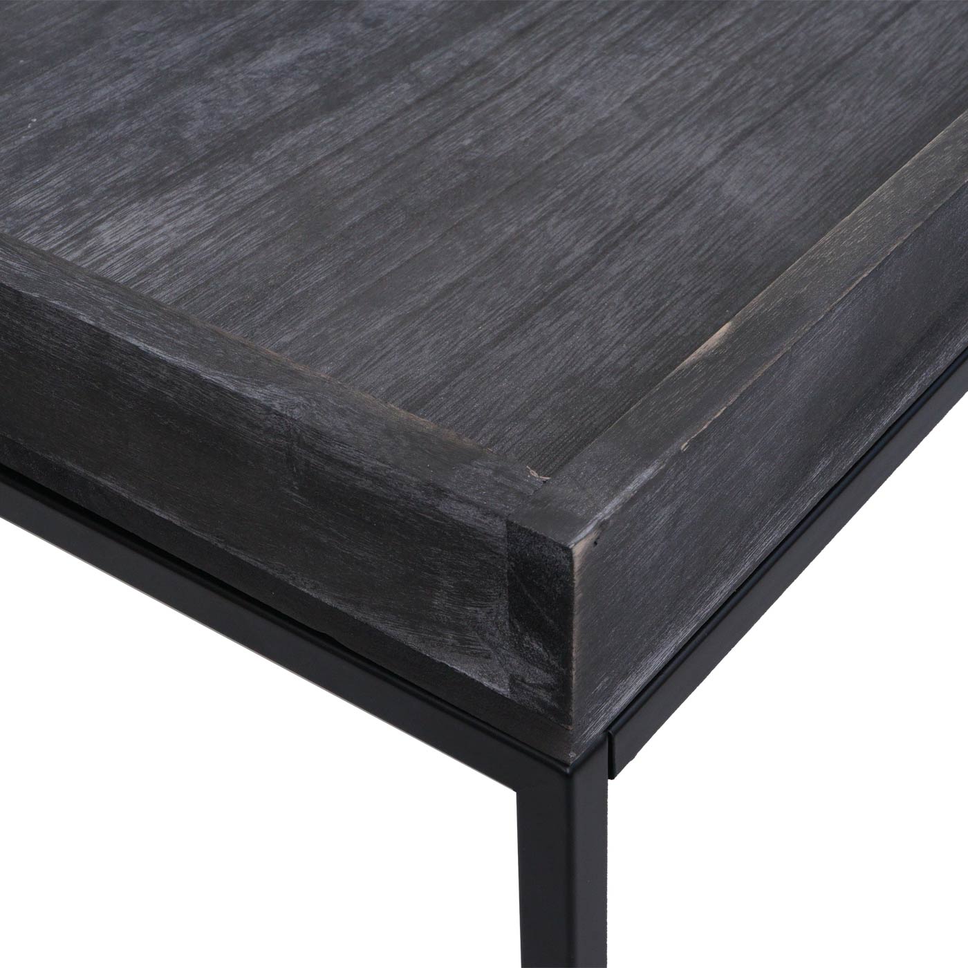 Salontafel MCW-K71, salontafel bijzettafel, massief hout metaal 46x110x60cm ~ donkergrijs