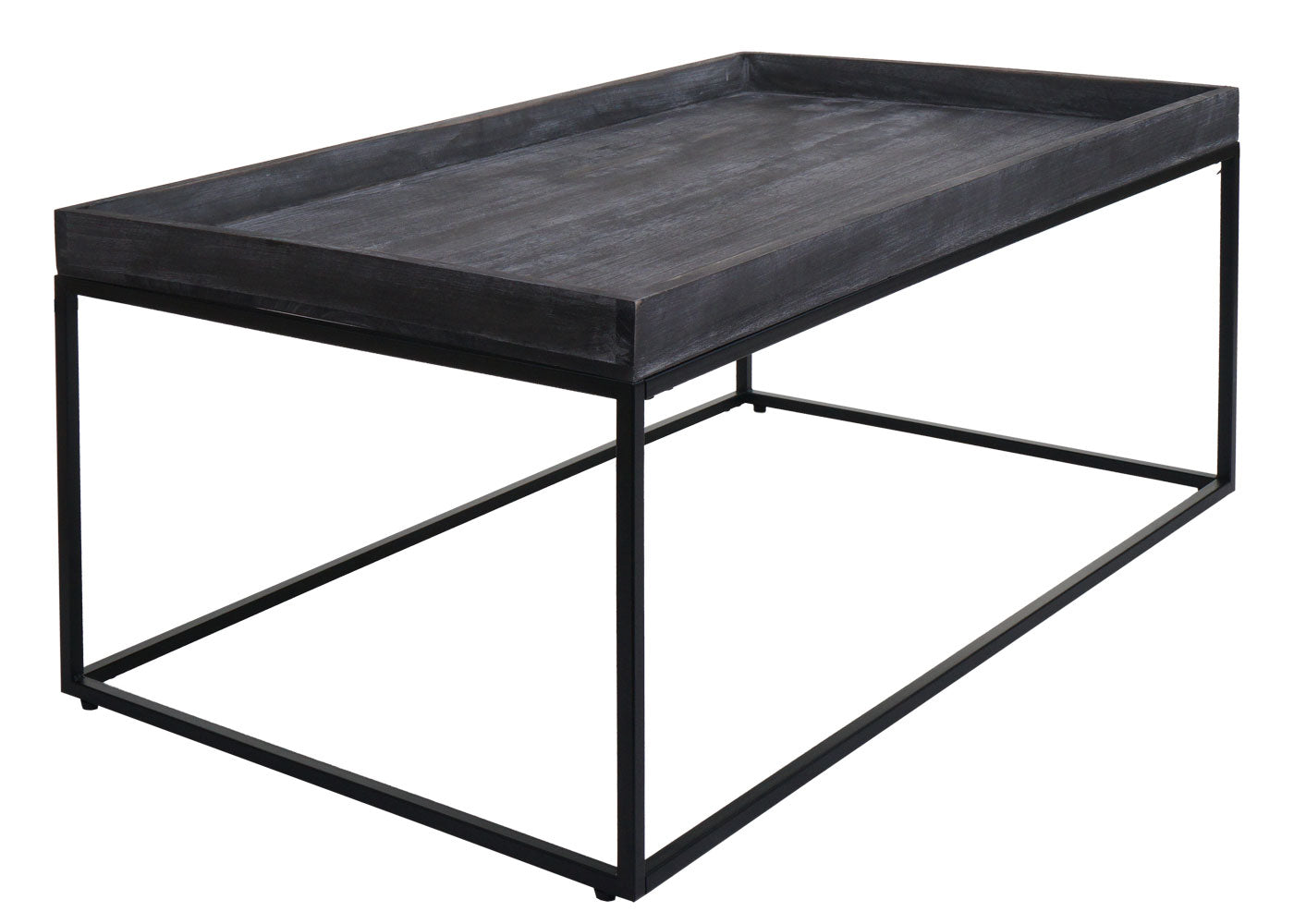Salontafel MCW-K71, salontafel bijzettafel, massief hout metaal 46x110x60cm ~ donkergrijs