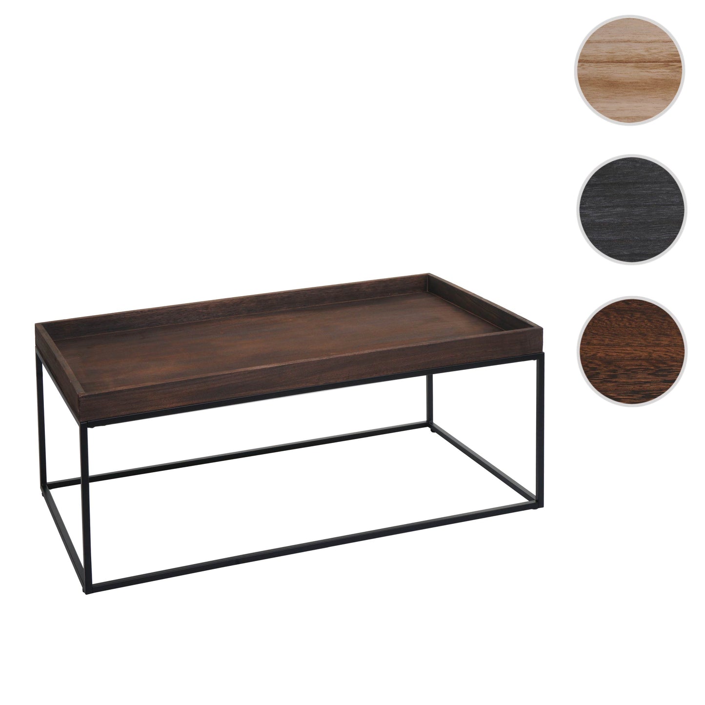 Salontafel MCW-K71, salontafel bijzettafel, massief hout metaal 46x110x60cm ~ donkerbruin