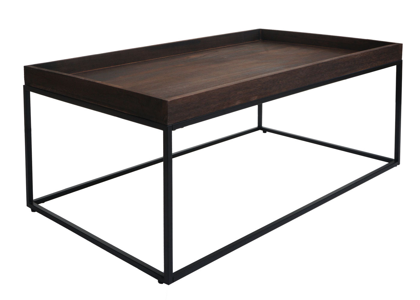 Salontafel MCW-K71, salontafel bijzettafel, massief hout metaal 46x110x60cm ~ donkerbruin