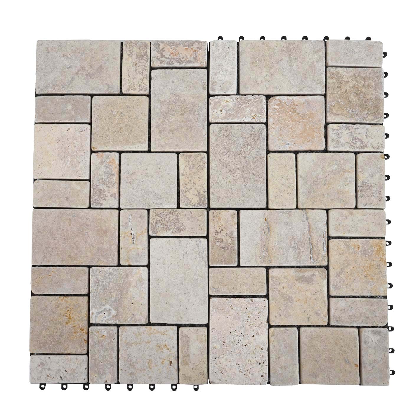 Steentegel MCW-K70, vloertegel balkon/terras natuursteen, 11x elk 30x30cm = 1m² ~ wit