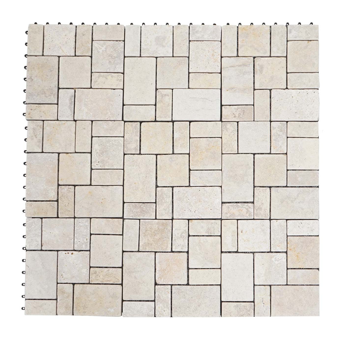 Steentegel MCW-K70, vloertegel balkon/terras natuursteen, 11x elk 30x30cm = 1m² ~ wit