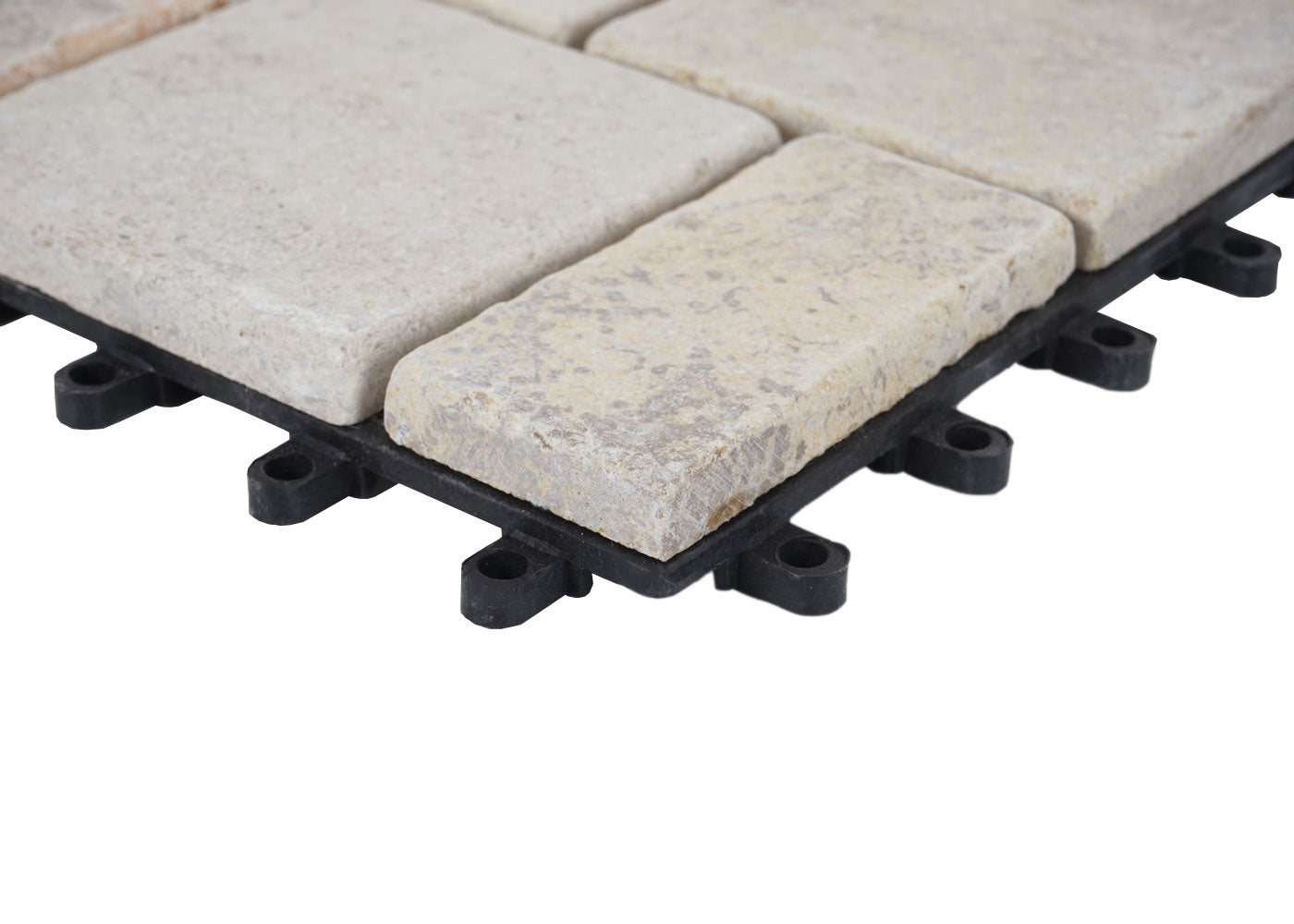 Steentegel MCW-K70, vloertegel balkon/terras natuursteen, 11x elk 30x30cm = 1m² ~ wit