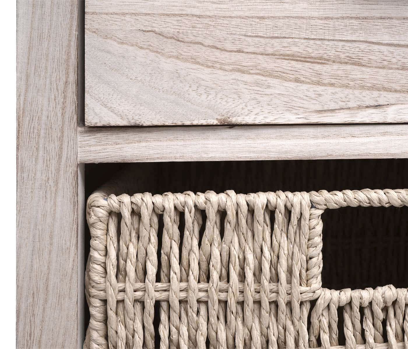 Ladekast MCW-K84 met manden, ladekast, hout 83x40x29cm ~ naturel, manden lichtbruin