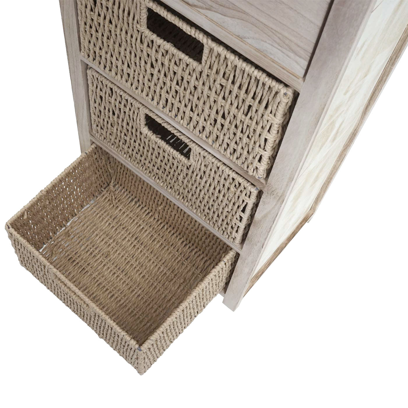 Ladekast MCW-K84 met manden, ladekast, hout 83x40x29cm ~ naturel, manden lichtbruin