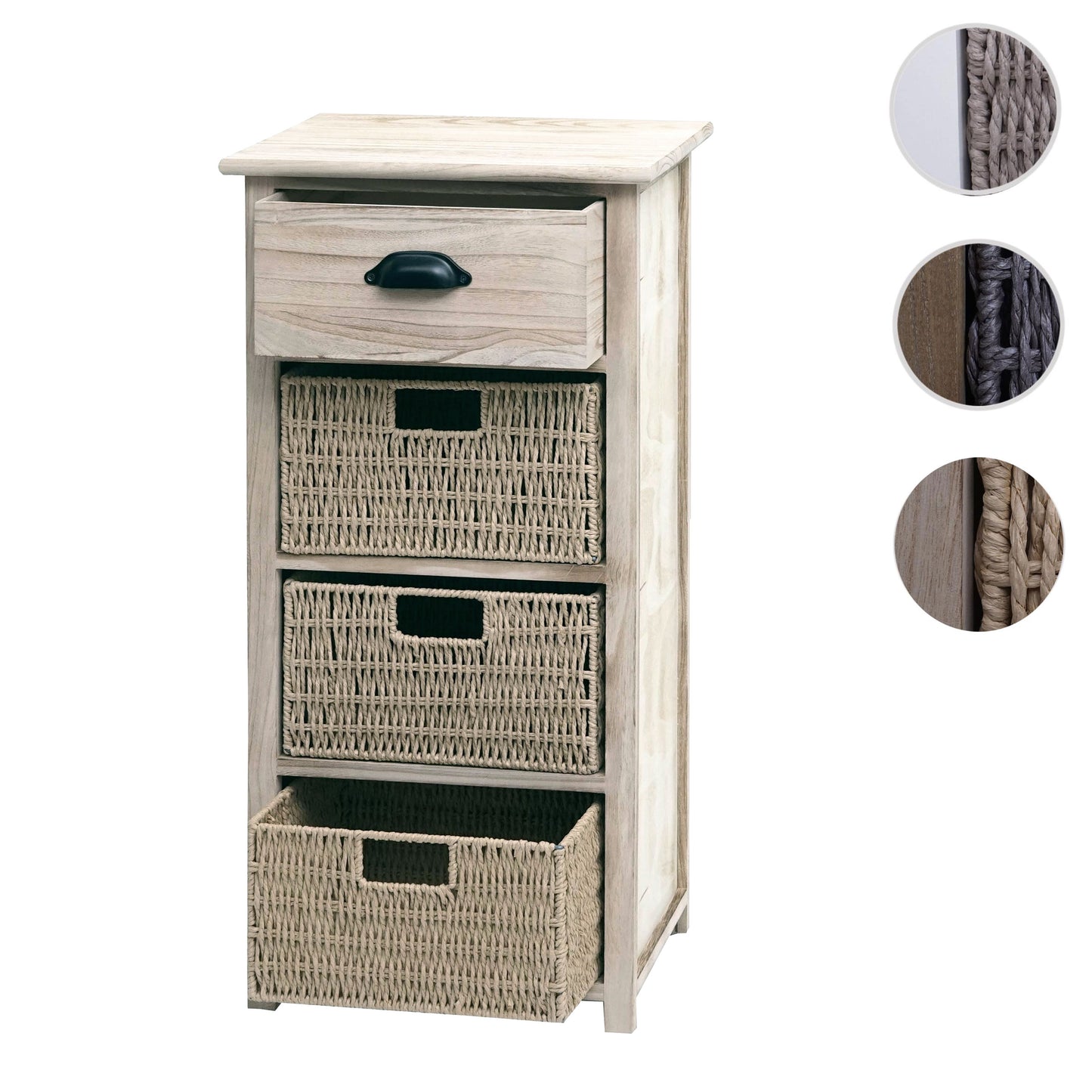 Ladekast MCW-K84 met manden, ladekast, hout 83x40x29cm ~ naturel, manden lichtbruin