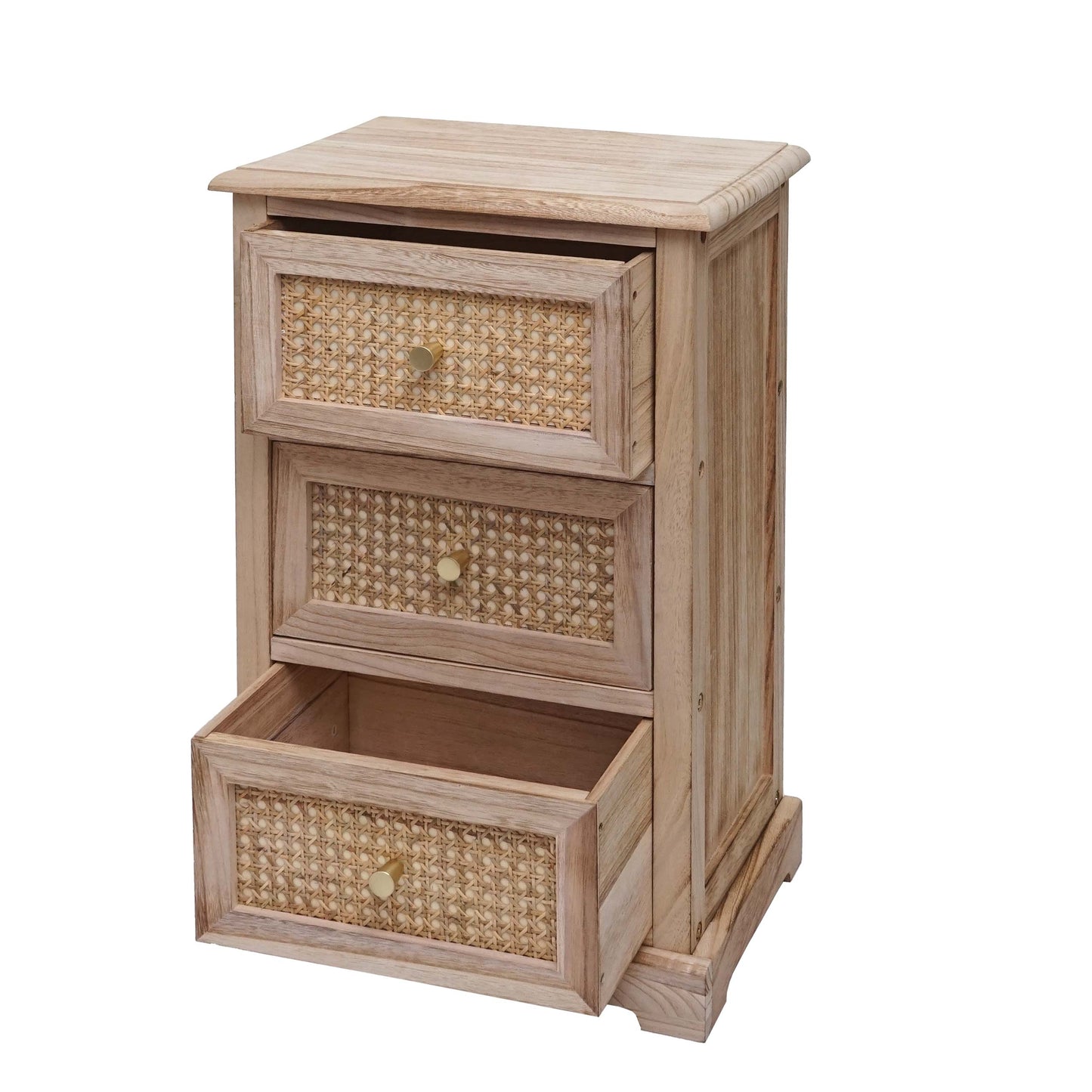 Ladekast MCW-K87, ladekast kast, hout rotan 63x40x28cm ~ natuurlijke kleur