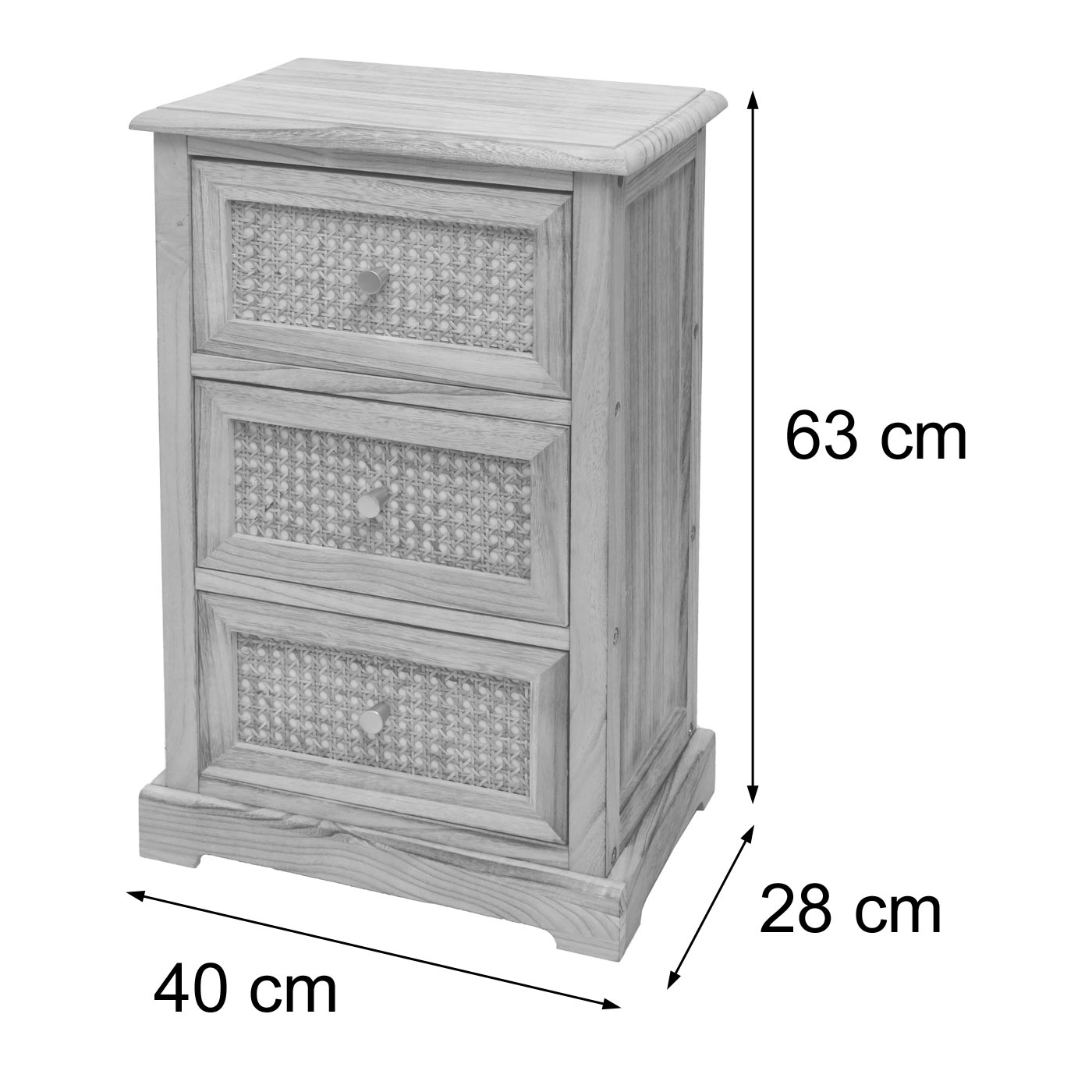 Ladekast MCW-K87, ladekast kast, hout rotan 63x40x28cm ~ natuurlijke kleur