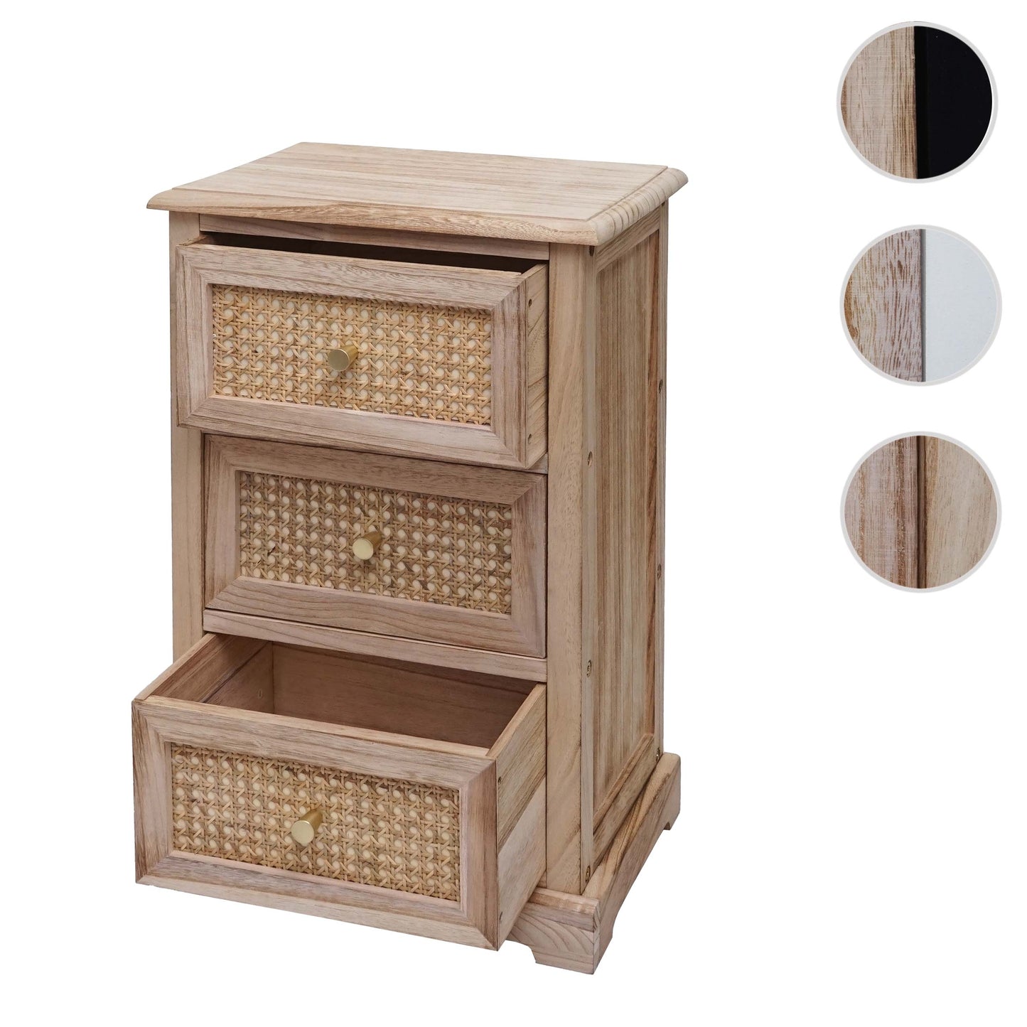 Ladekast MCW-K87, ladekast kast, hout rotan 63x40x28cm ~ natuurlijke kleur