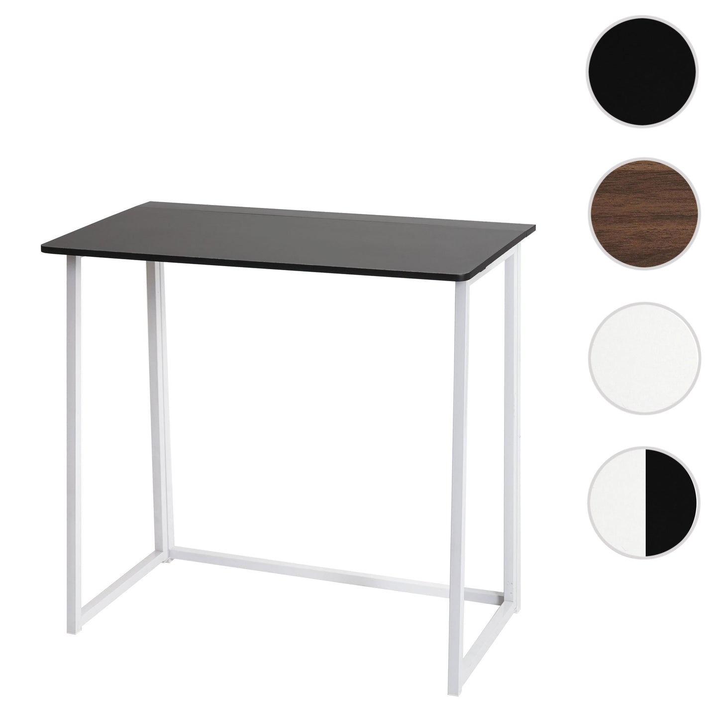 Bureau MCW-K67 inklapbaar, consoletafel klaptafel laptoptafel opbergtafel, 80x45cm, metaal MDF ~ wit zwart