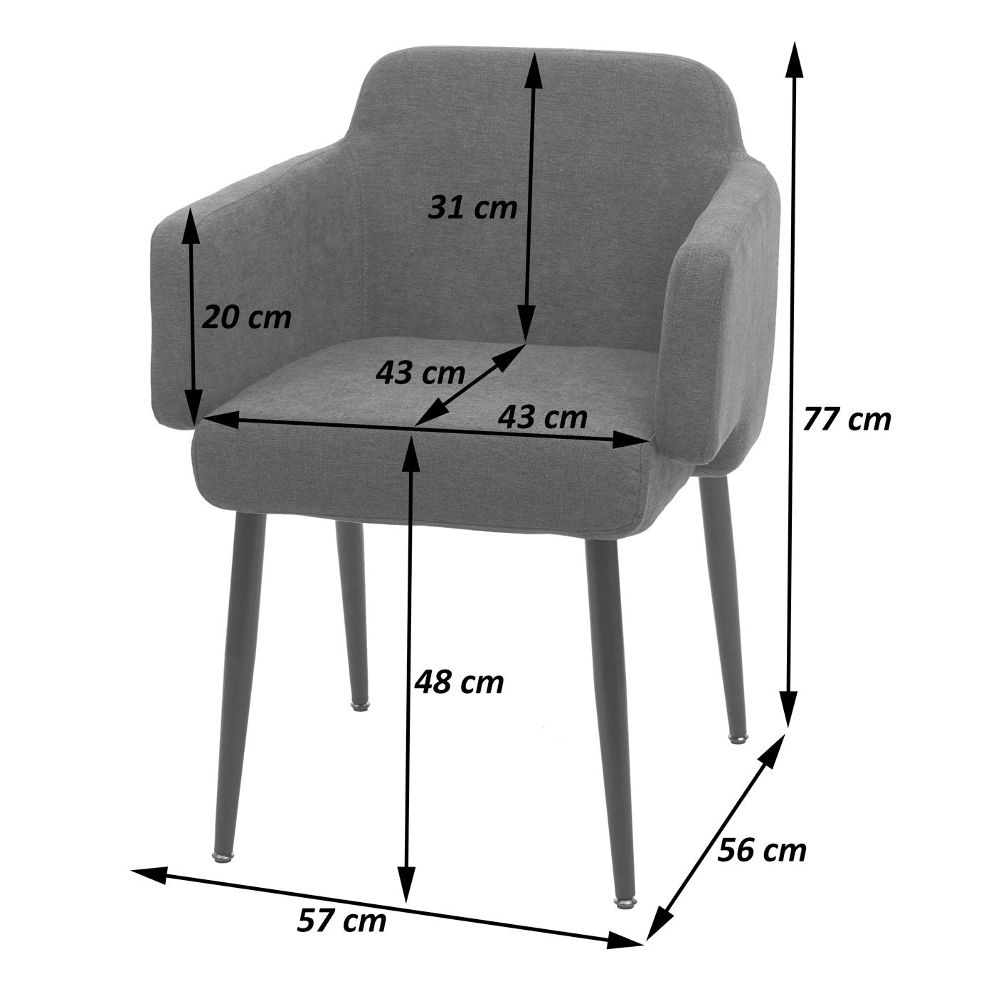 Eetkamerset MCW-L13, set van 2 stoelen + bankje Eetkamerset, stof/textiel ~ grijs