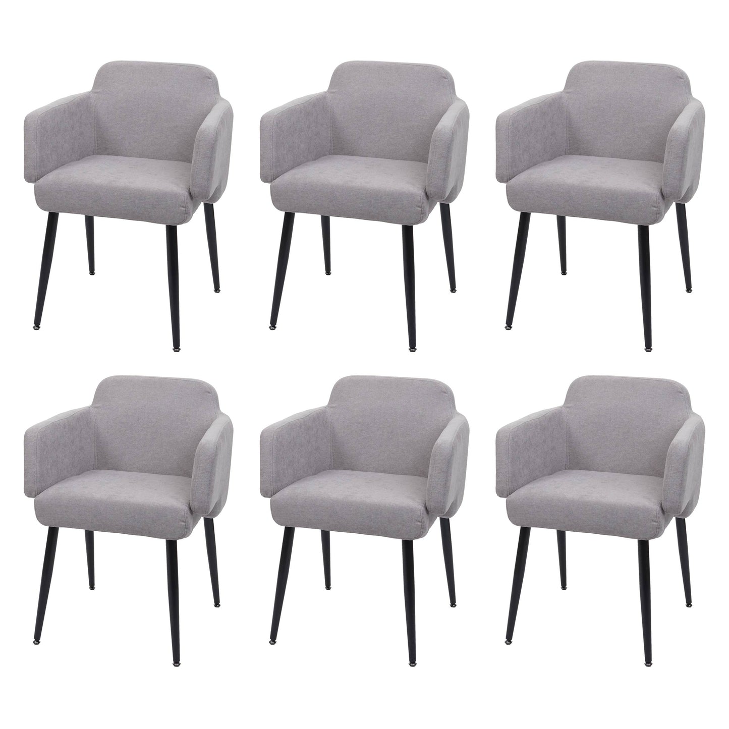 Set van 6 eetkamerstoelen MCW-L13, gestoffeerde stoel keukenstoel met armleuningen, stof/textiel metaal ~ grijs