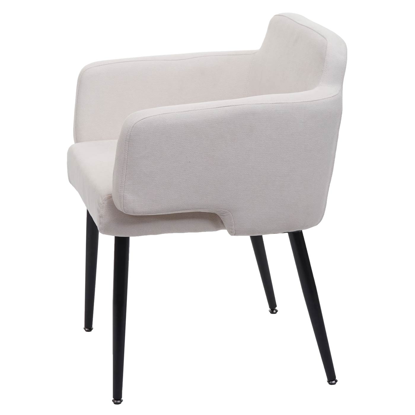 Set van 6 eetkamerstoelen MCW-L13, gestoffeerde stoel keukenstoel met armleuningen, stof/textiel metaal ~ crème-wit