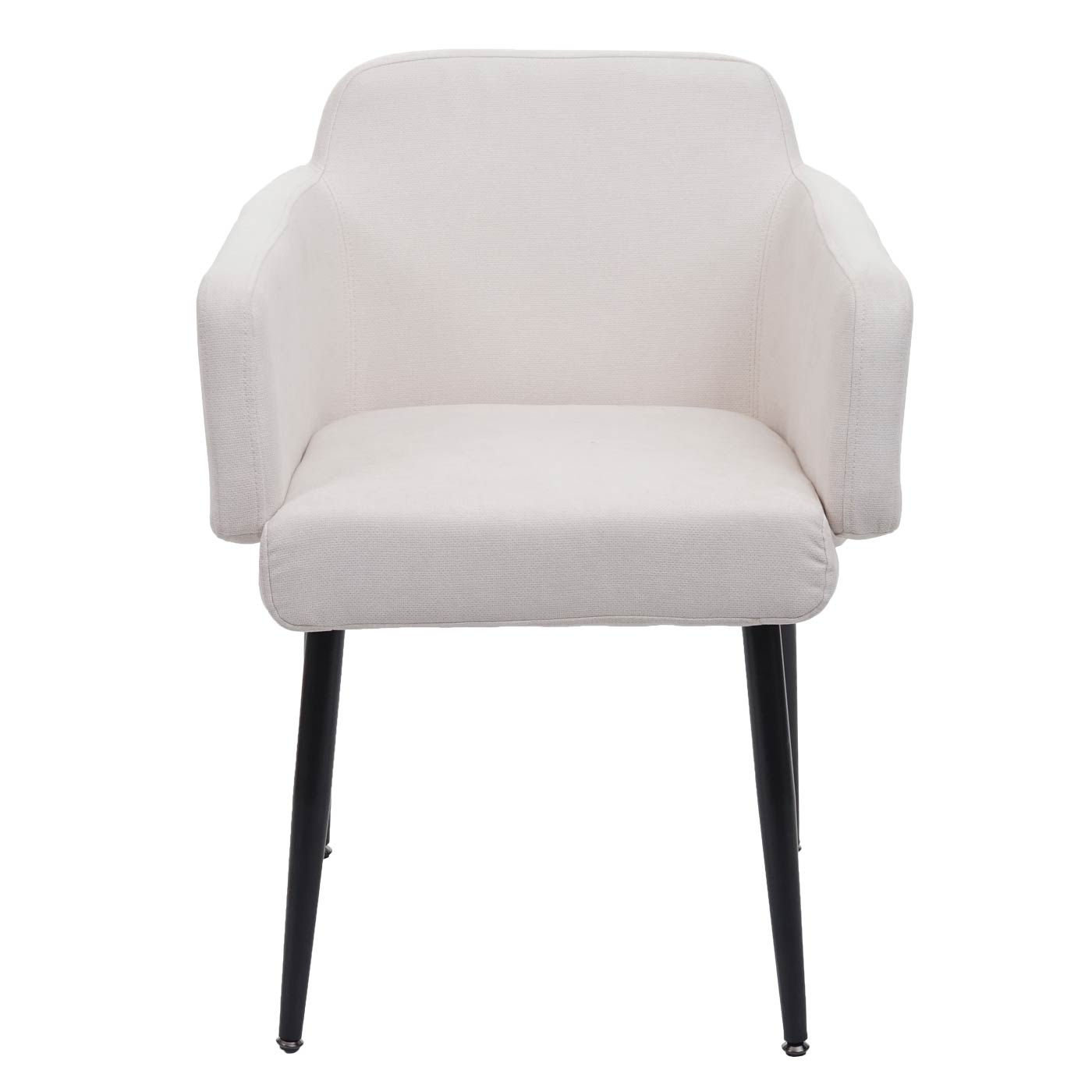 Set van 6 eetkamerstoelen MCW-L13, gestoffeerde stoel keukenstoel met armleuningen, stof/textiel metaal ~ crème-wit