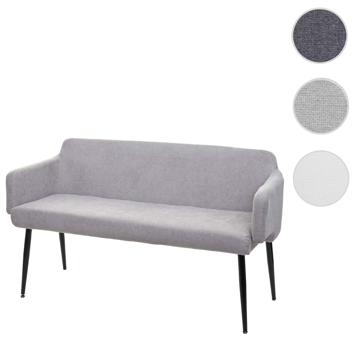 Bank MCW-L13, eetkamerbank bank gestoffeerd bank garderobe bank rugleuning armleuning stof/textiel 133cm ~ grijs