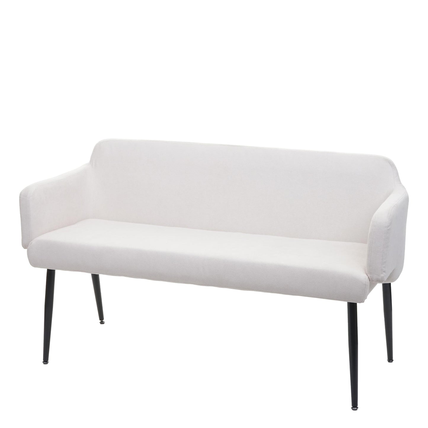 Bank MCW-L13, eetkamerbank bank gestoffeerd bank garderobe bank rugleuning armleuning stof/textiel 133cm ~ crème-wit