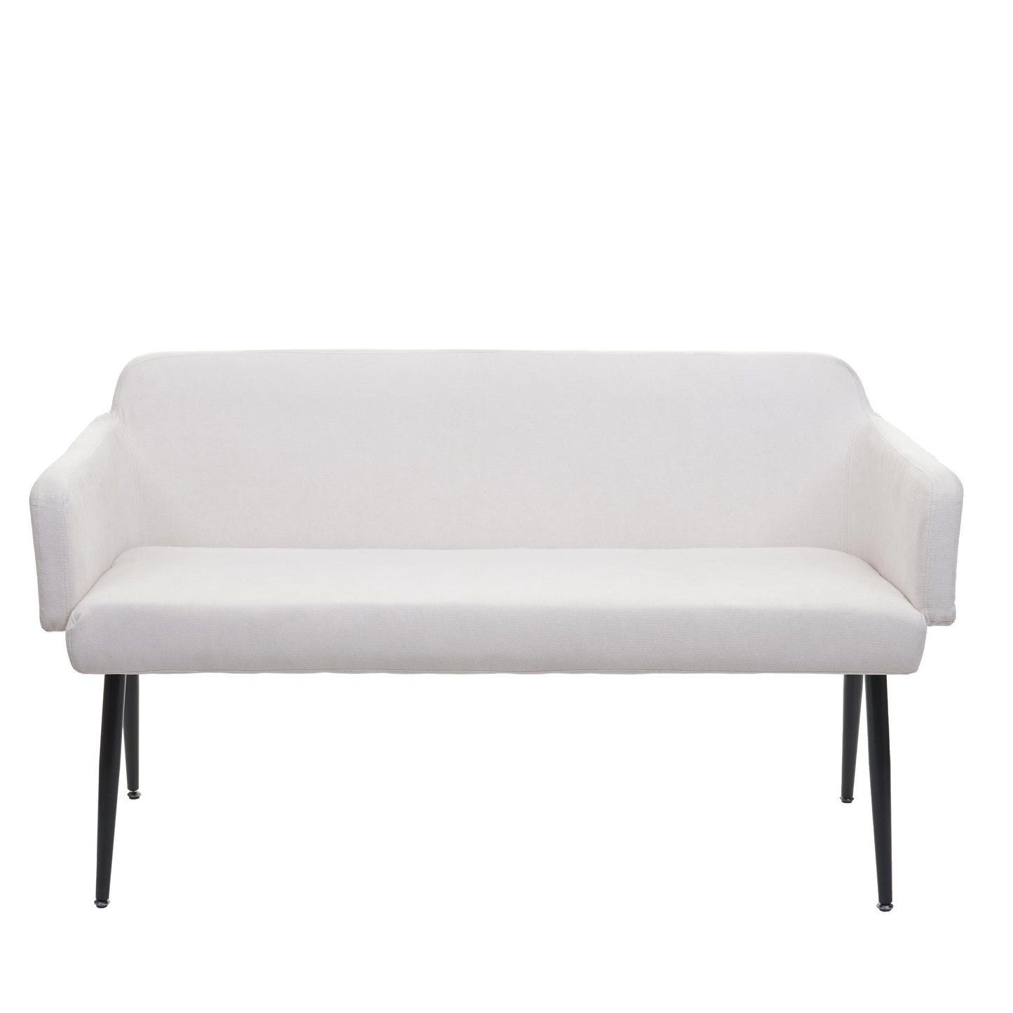 Bank MCW-L13, eetkamerbank bank gestoffeerd bank garderobe bank rugleuning armleuning stof/textiel 133cm ~ crème-wit