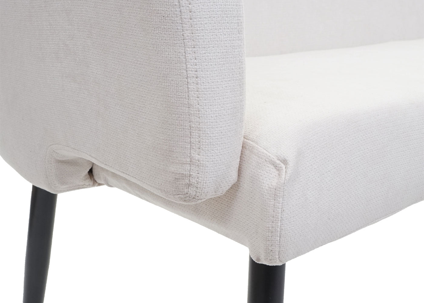 Bank MCW-L13, eetkamerbank bank gestoffeerd bank garderobe bank rugleuning armleuning stof/textiel 133cm ~ crème-wit