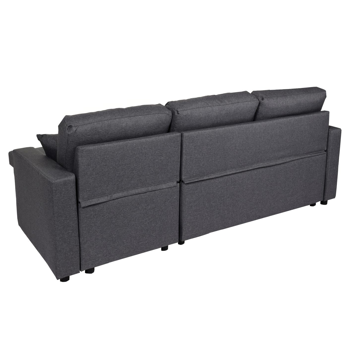Hoekbank met bed box MCW-L17, bank L-vorm, ligvlak Nosag vering 228cm ~ donkergrijs