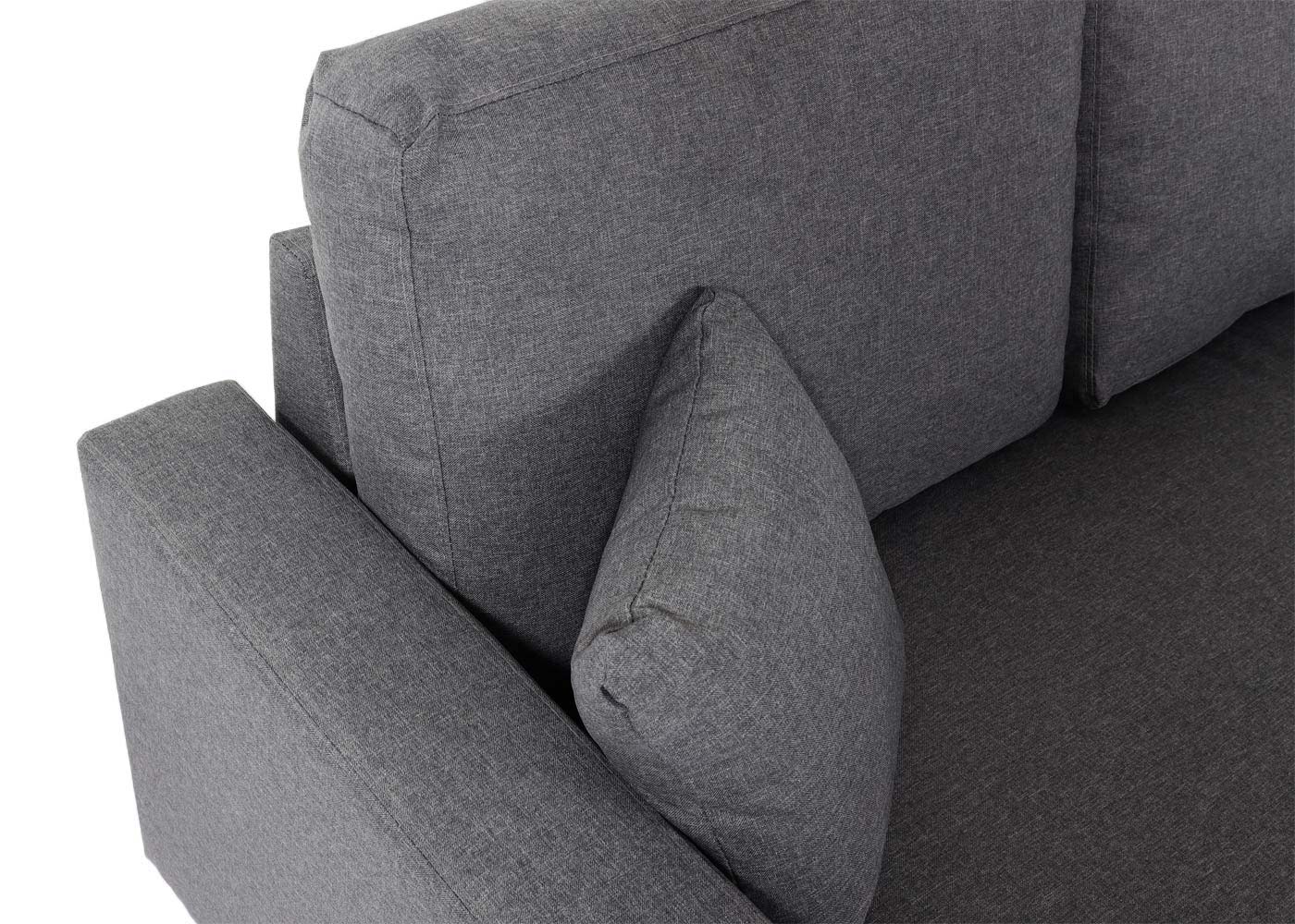 Hoekbank met bed box MCW-L17, bank L-vorm, ligvlak Nosag vering 228cm ~ donkergrijs