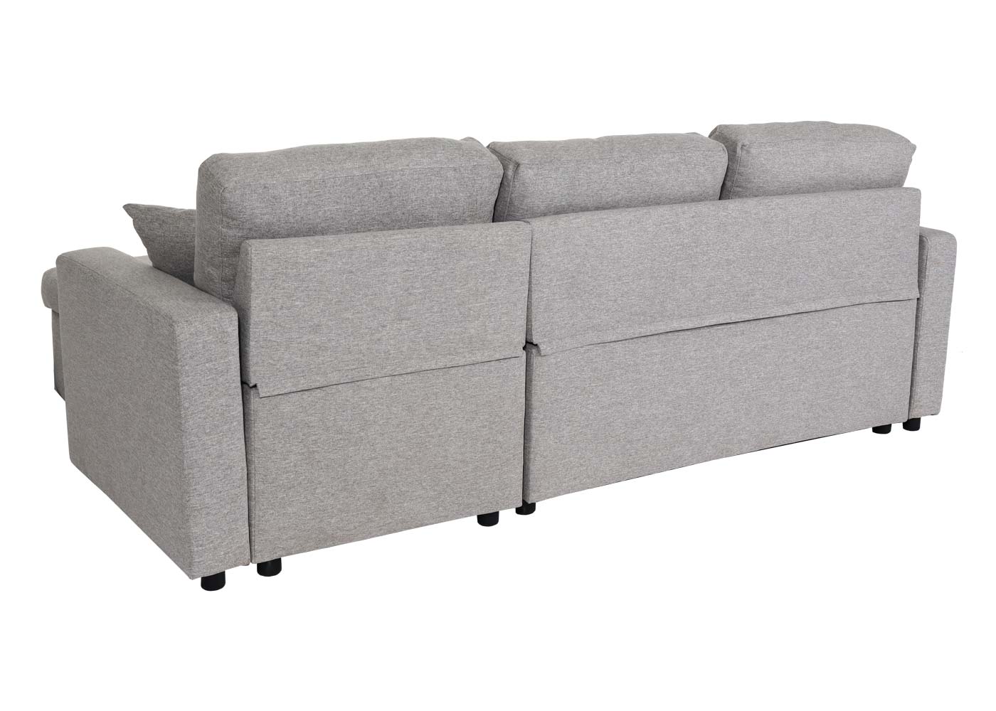 Hoekbank met bed box MCW-L17, bank L-vorm, ligvlak Nosag vering 228cm ~ grijs