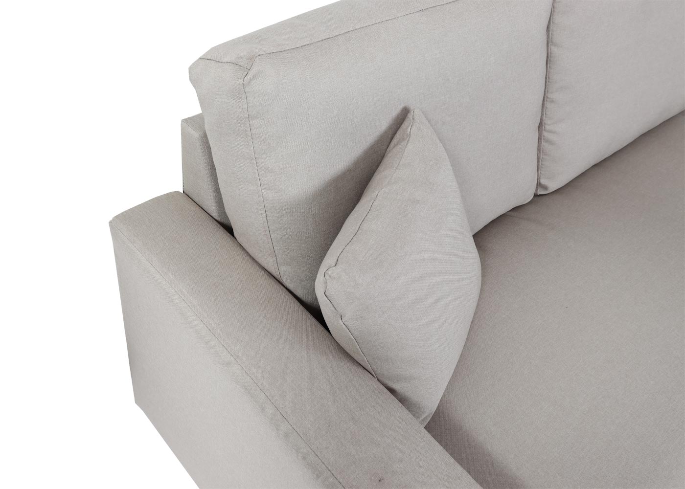 Hoekbank met bed box MCW-L17, bank L-vorm, ligvlak Nosag vering 228cm ~ beige