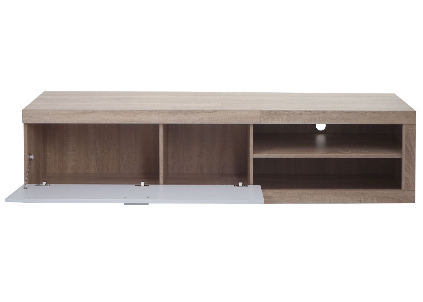 TV-rek MCW-L33, TV-standaard TV-tafel lowboard TV-kast ladekast, hout 43x180x41cm opbergvak, eiken-look, wit