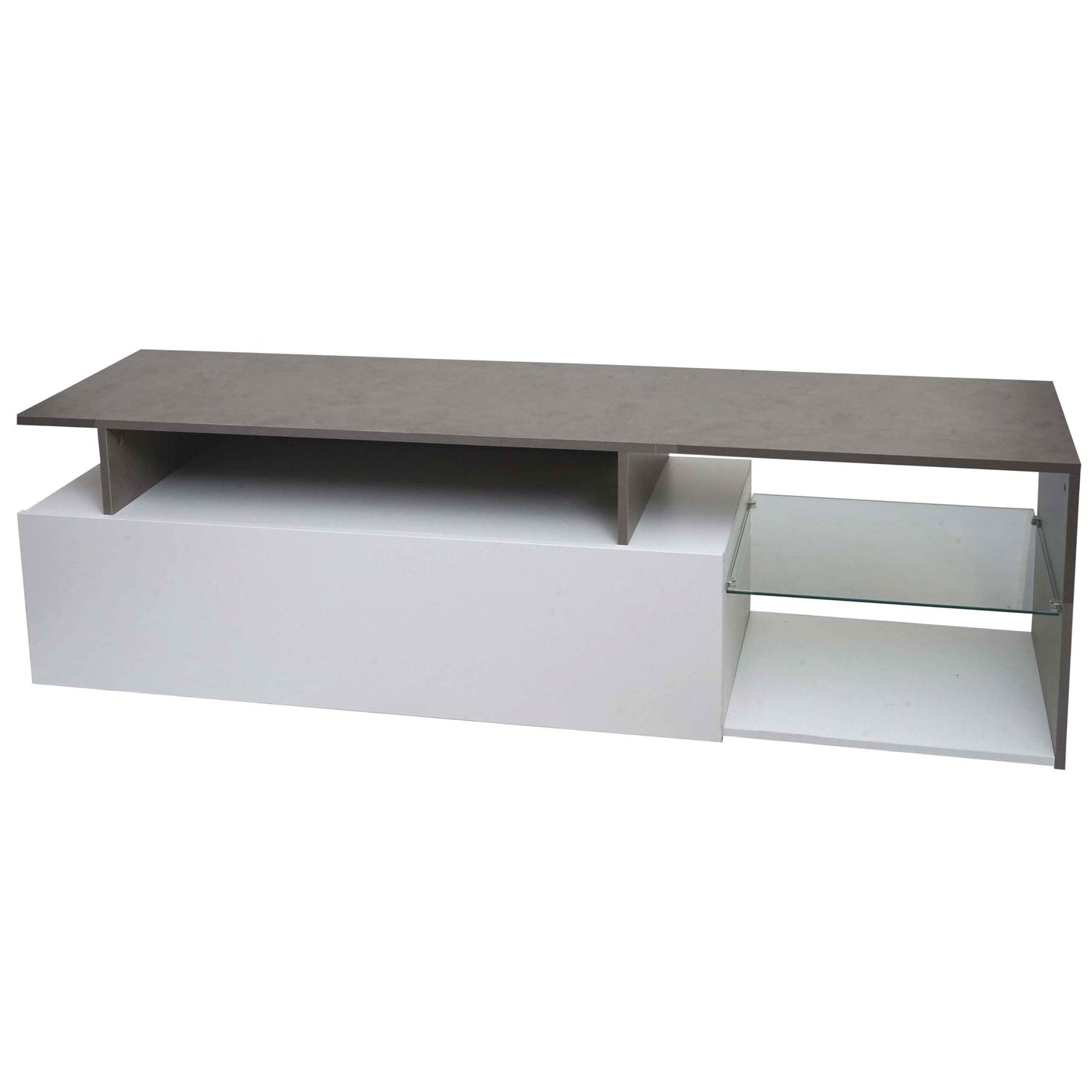 TV-rek MCW-L35, lowboard TV-tafel dressoir TV-meubel ladekast, hout 47x170x40cm opbergvak, wit betonlook