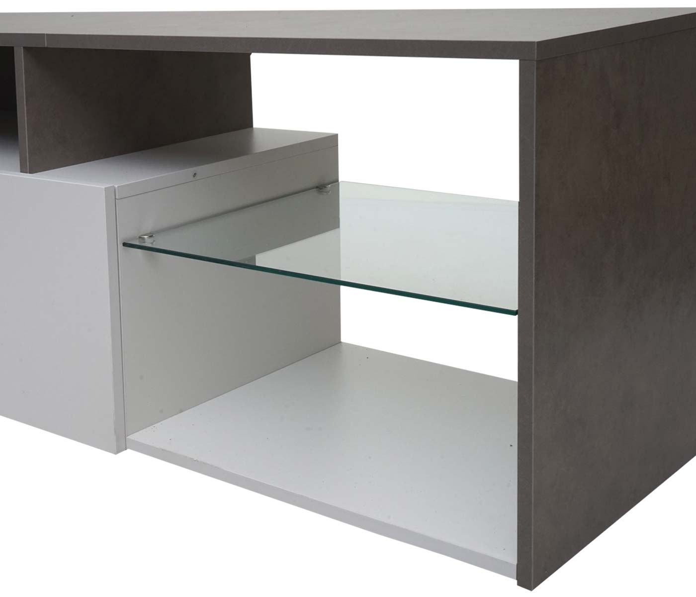 TV-rek MCW-L35, lowboard TV-tafel dressoir TV-meubel ladekast, hout 47x170x40cm opbergvak, wit betonlook