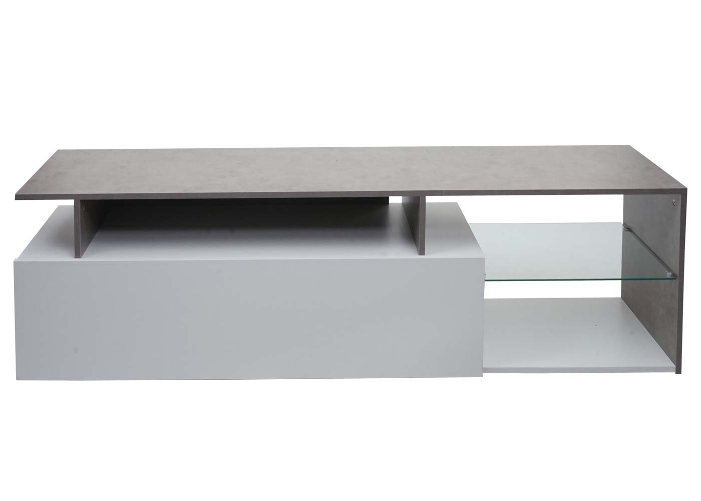TV-rek MCW-L35, lowboard TV-tafel dressoir TV-meubel ladekast, hout 47x170x40cm opbergvak, wit betonlook