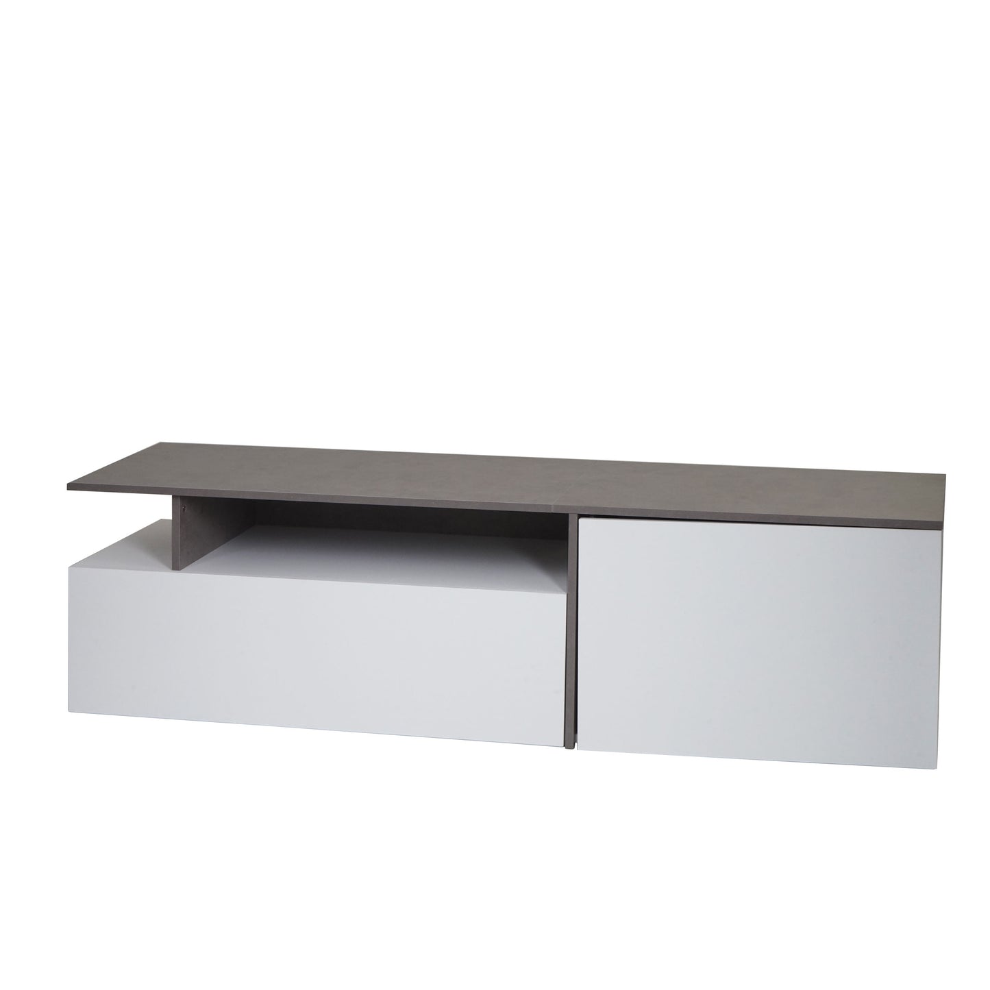TV-rek MCW-L34, lowboard TV-tafel dressoir TV-meubel ladekast, hout 45x161x40cm opbergvak, wit betonlook