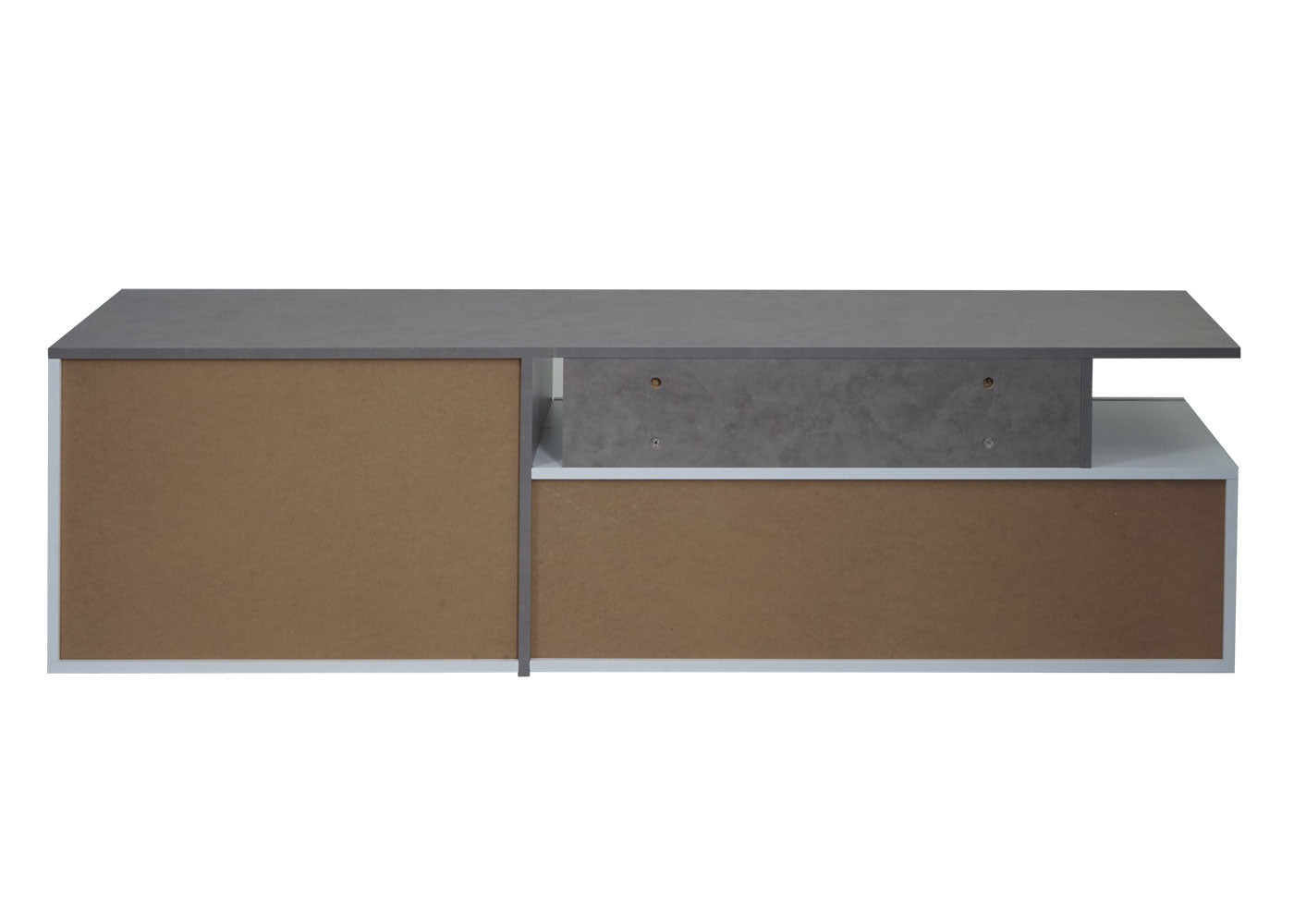 TV-rek MCW-L34, lowboard TV-tafel dressoir TV-meubel ladekast, hout 45x161x40cm opbergvak, wit betonlook