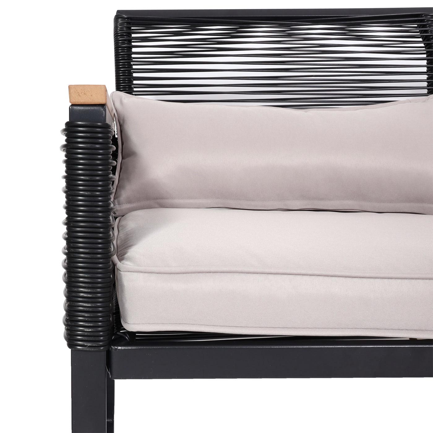 Tuinset MCW-K42, tuin loungeset bank, rope weave Rope houtlook staal, lichtgrijze bekleding