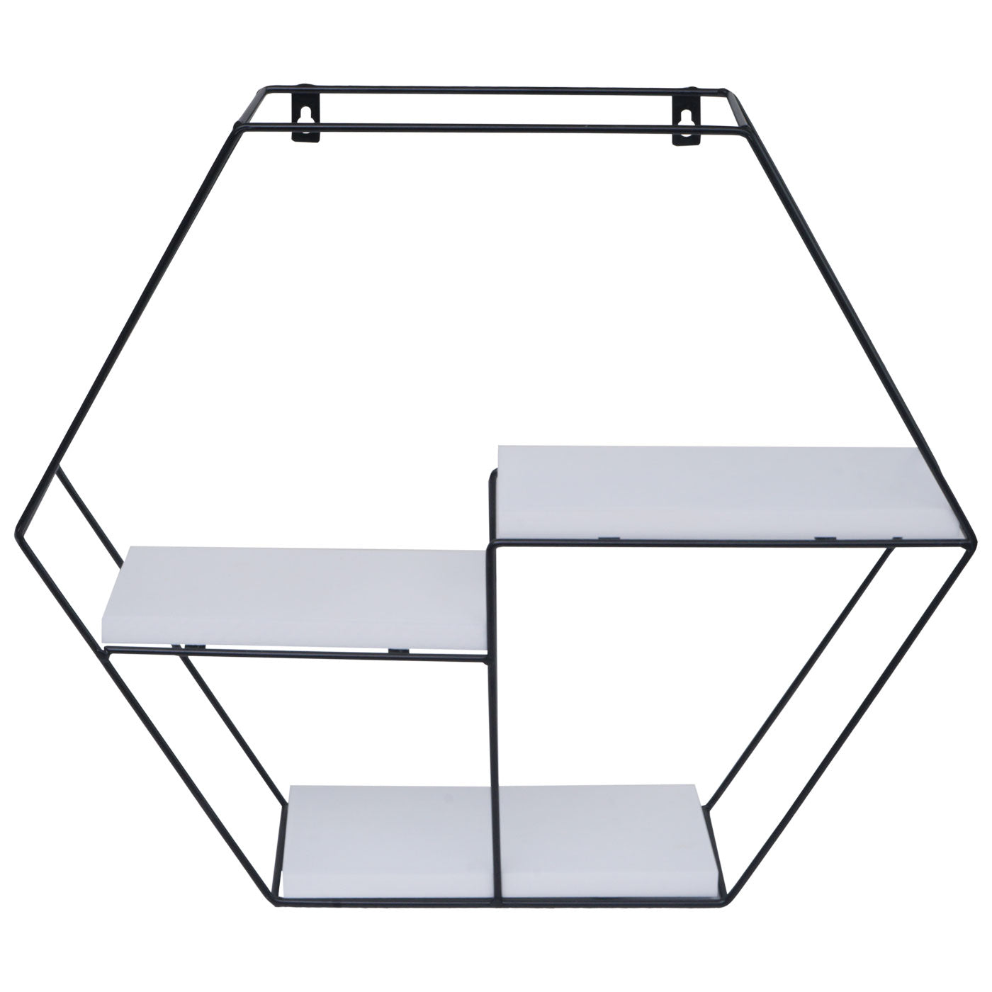 Wandplank MCW-K76, Hangende plank Zwevende plank, 3 planken Metalen massief hout Industrieel 43x49x11cm ~ wit