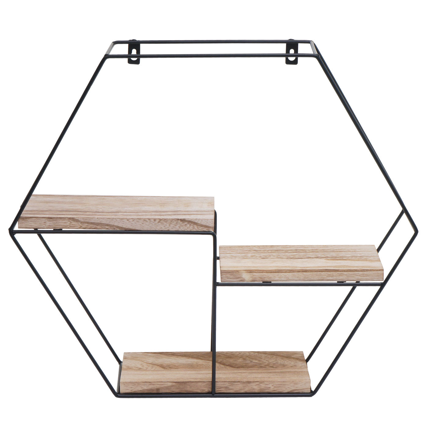 Wandplank MCW-K76, Hangende plank Zwevende plank, 3 planken Metalen massief hout Industrieel 43x49x11cm ~ natuur