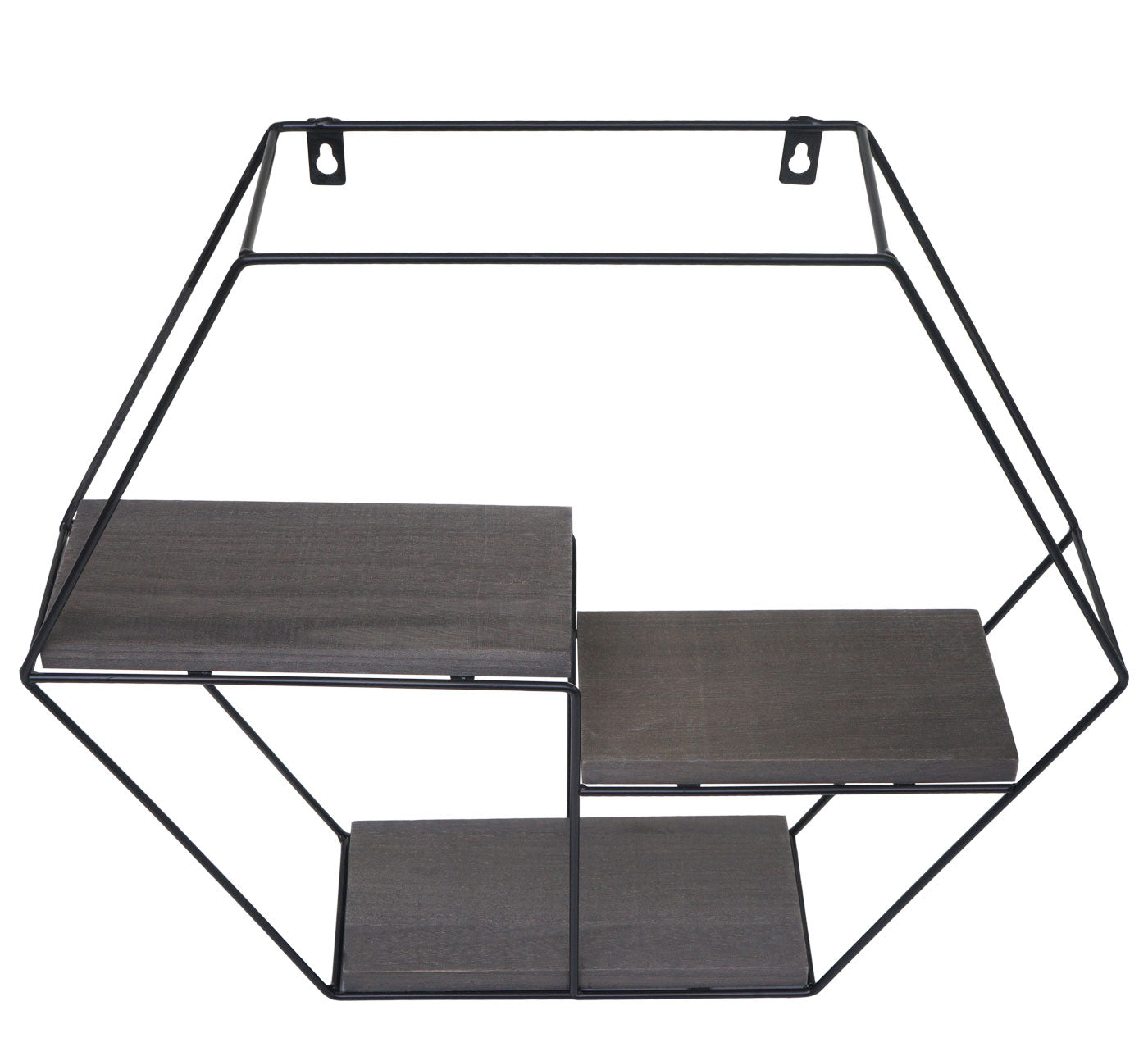 Wandplank MCW-K76, Hangende plank Zwevende plank, 3 planken Metalen massief hout Industrieel 43x49x11cm ~ donkergrijs