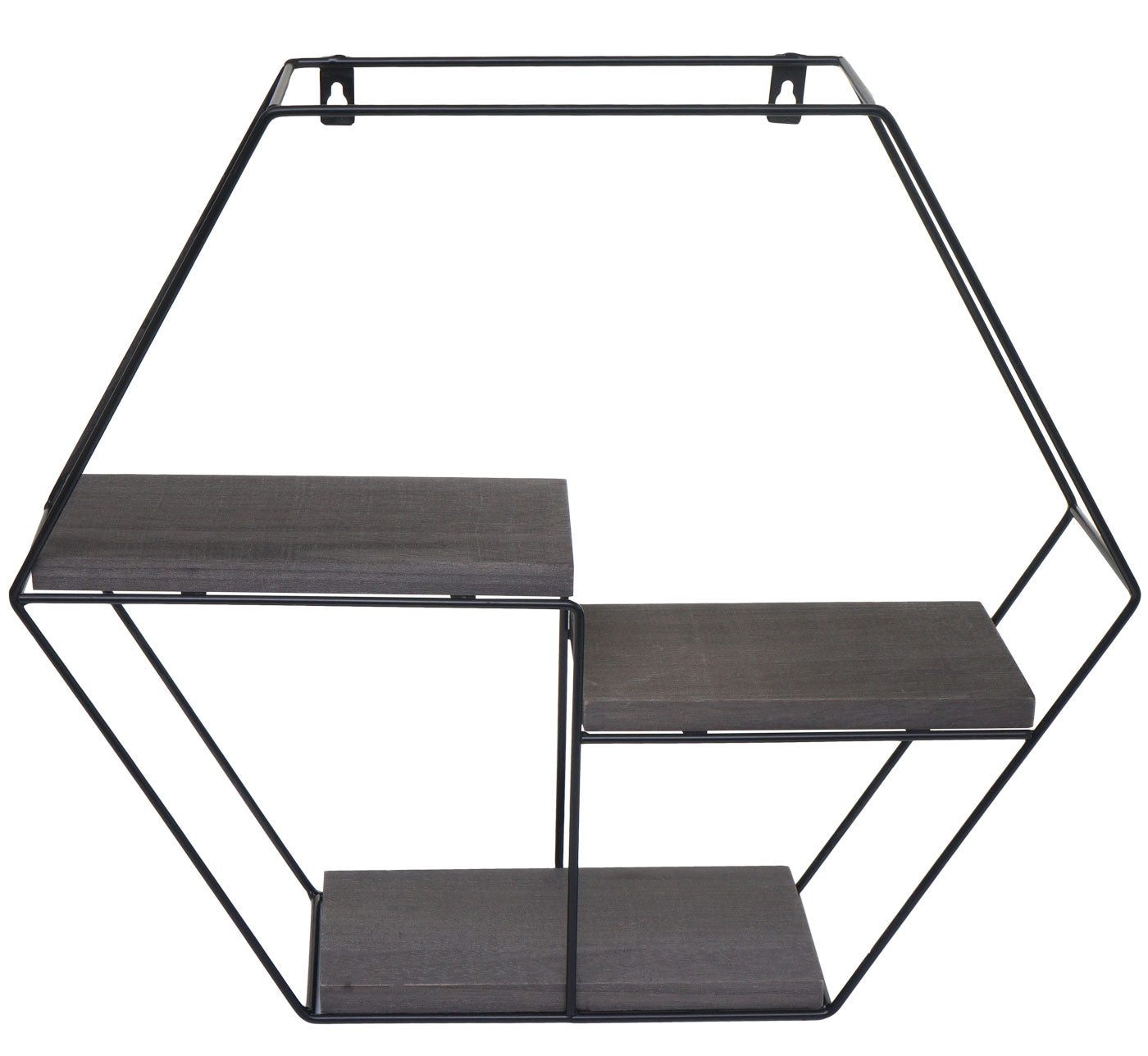 Wandplank MCW-K76, Hangende plank Zwevende plank, 3 planken Metalen massief hout Industrieel 43x49x11cm ~ donkergrijs