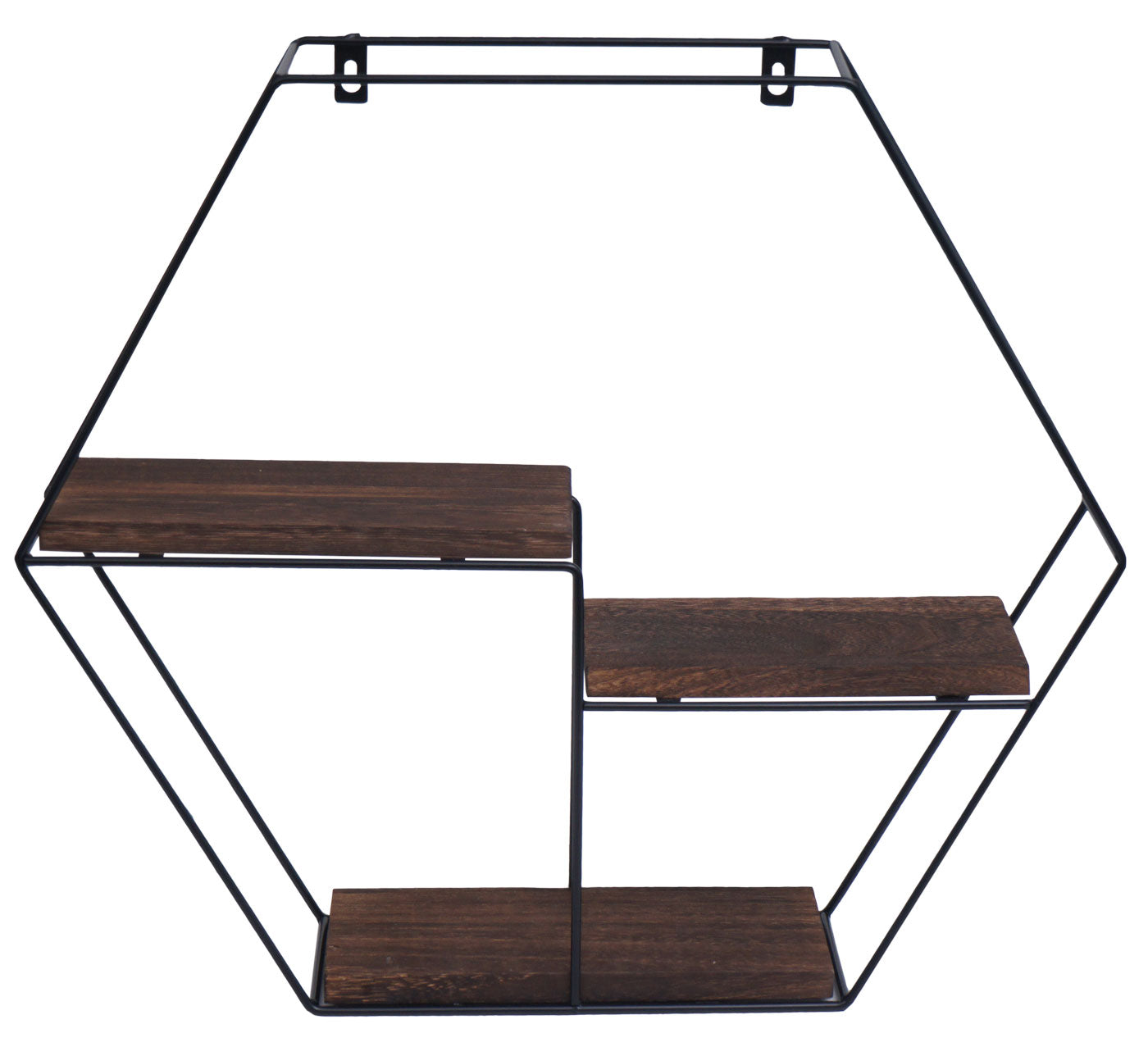 Wandplank MCW-K76, Hangende plank Zwevende plank, 3 planken Metalen massief hout Industrieel 43x49x11cm ~ donkerbruin