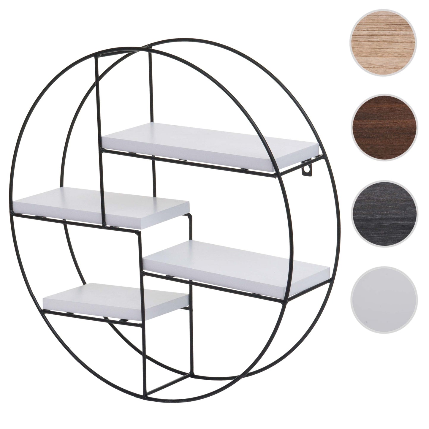 Wandplank MCW-K76, Hangende plank Zwevende plank, 4 planken Metalen massief hout Industrieel 45x45x11cm ~ wit