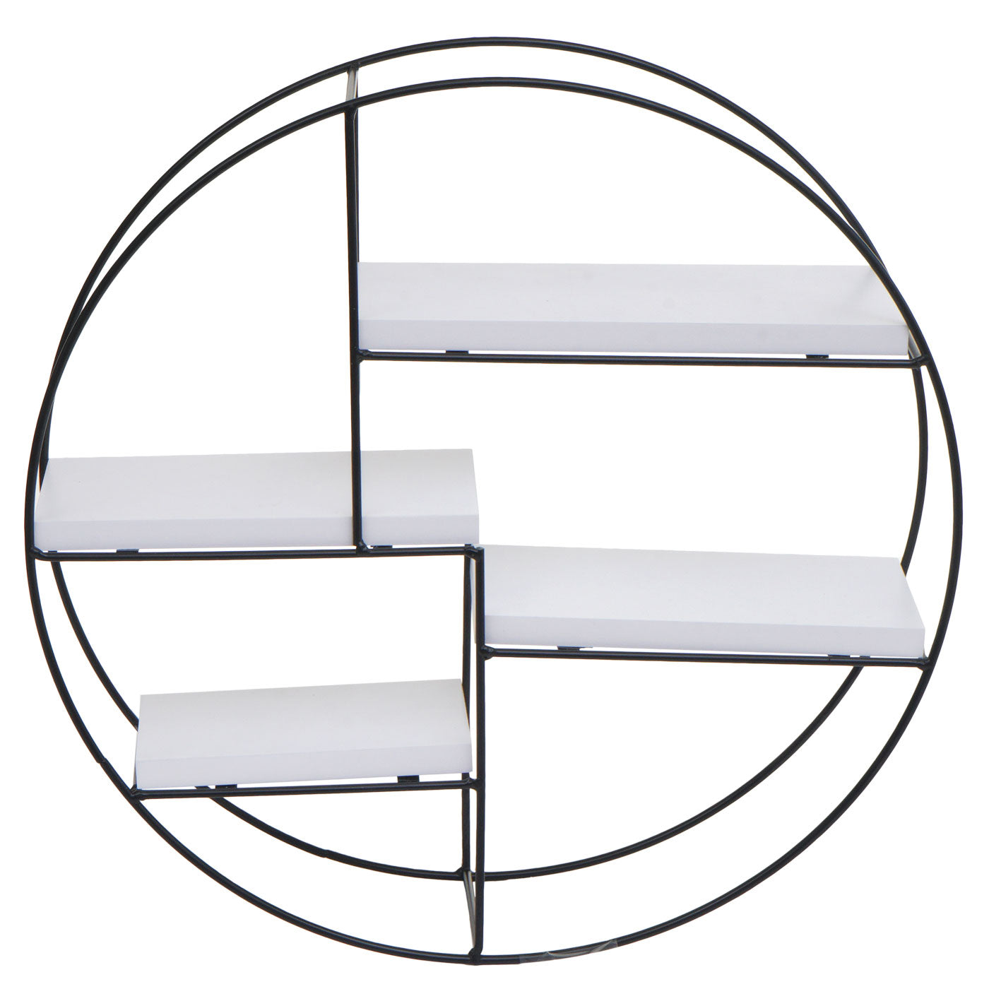 Wandplank MCW-K76, Hangende plank Zwevende plank, 4 planken Metalen massief hout Industrieel 45x45x11cm ~ wit