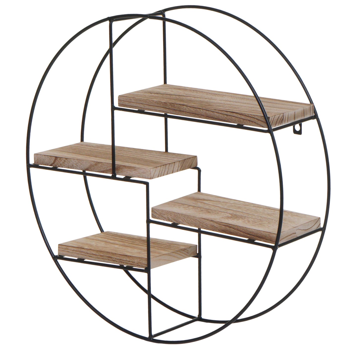 Wandplank MCW-K76, Hangende plank Zwevende plank, 4 planken Metalen massief hout Industrieel 45x45x11cm ~ natuur