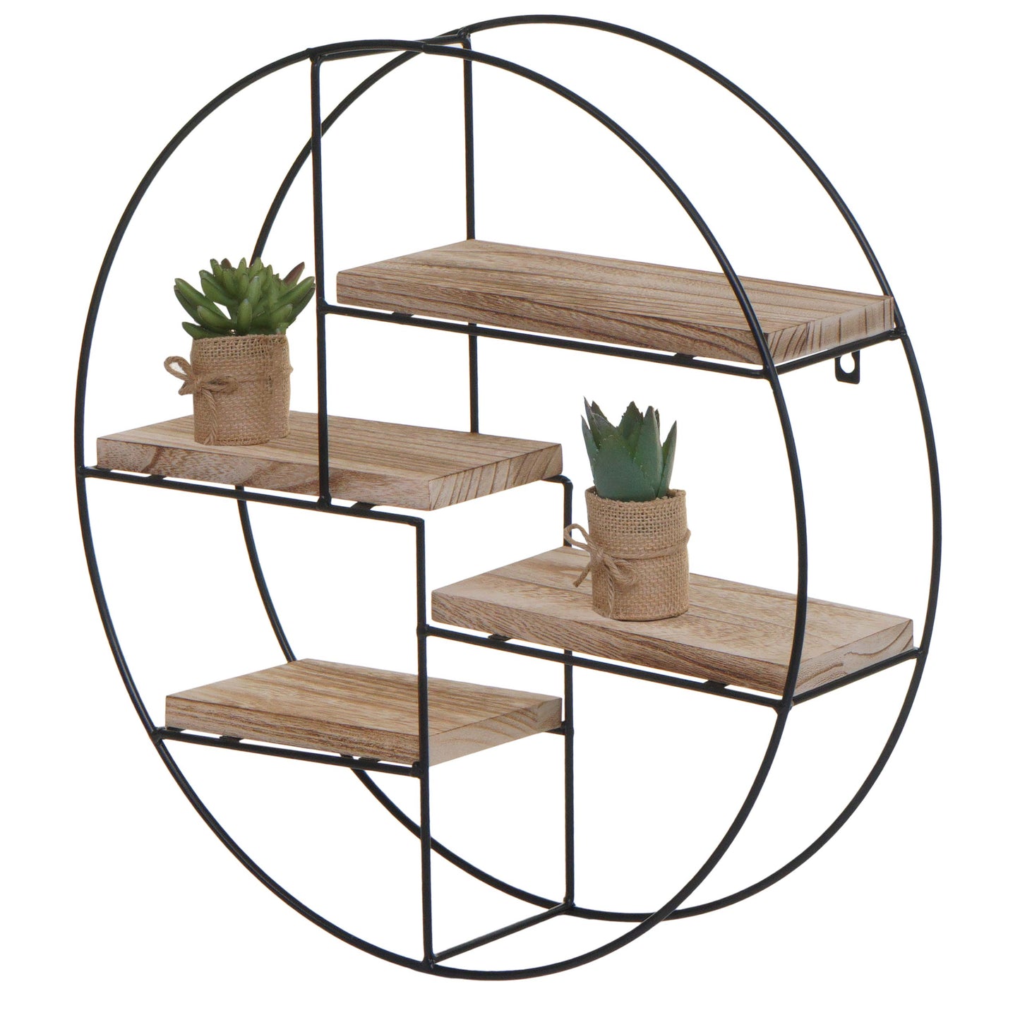 Wandplank MCW-K76, Hangende plank Zwevende plank, 4 planken Metalen massief hout Industrieel 45x45x11cm ~ natuur