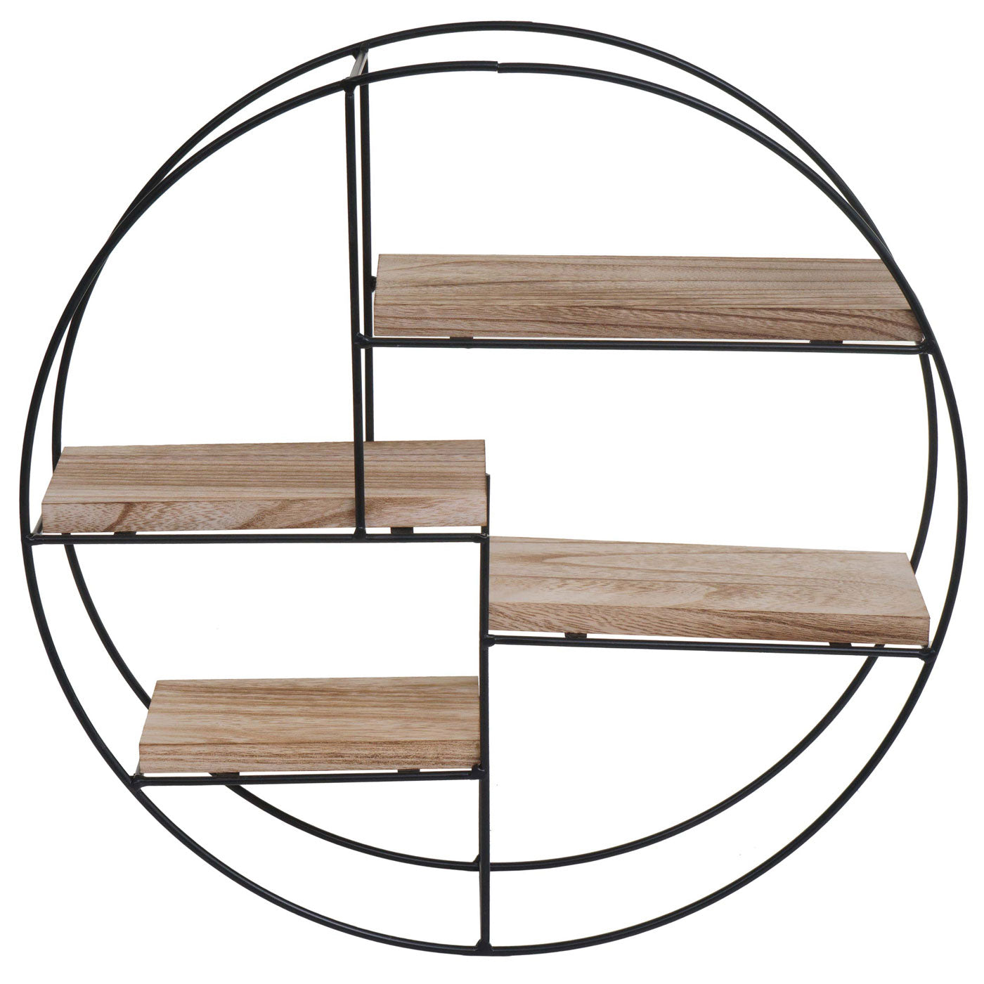 Wandplank MCW-K76, Hangende plank Zwevende plank, 4 planken Metalen massief hout Industrieel 45x45x11cm ~ natuur