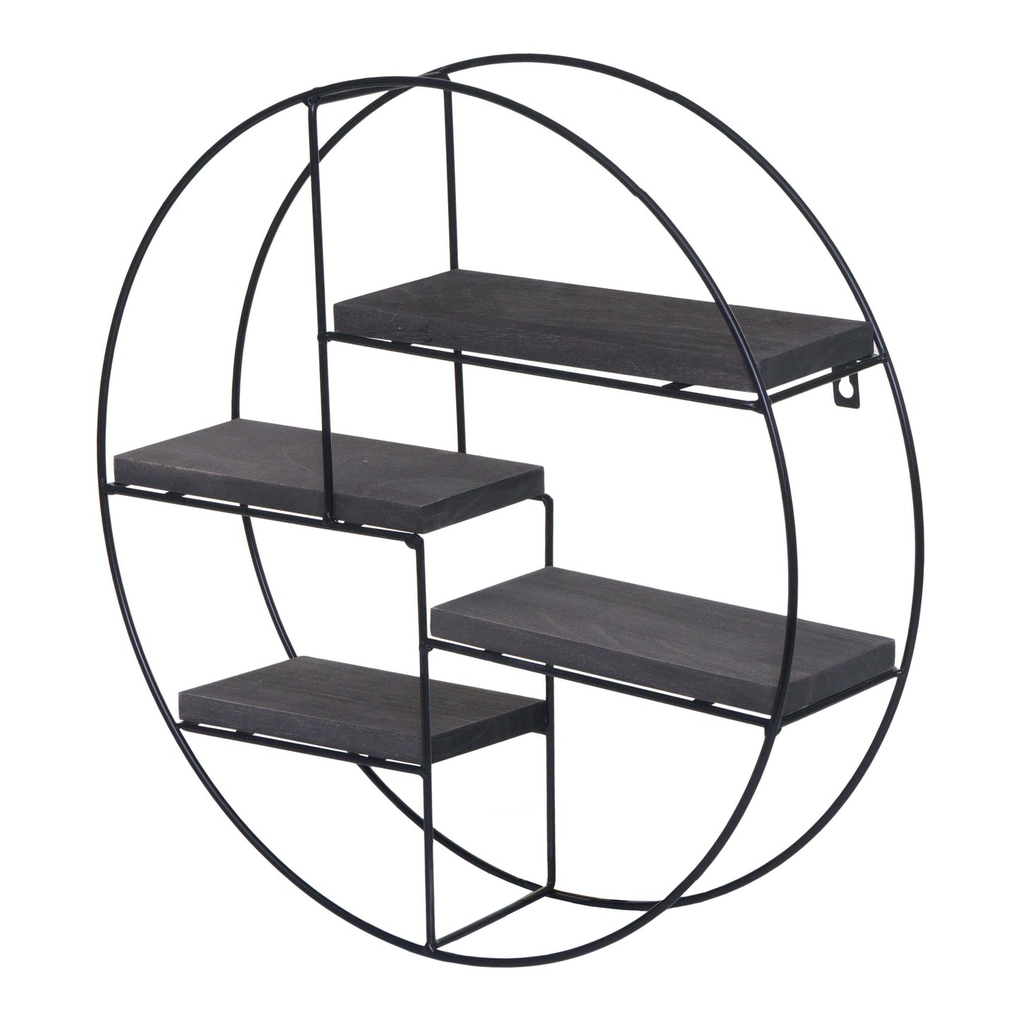 Wandplank MCW-K76, Hangende plank Zwevende plank, 4 planken Metalen massief hout Industrieel 45x45x11cm ~ donkergrijs