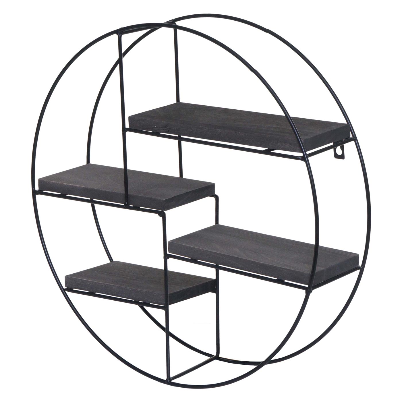 Wandplank MCW-K76, Hangende plank Zwevende plank, 4 planken Metalen massief hout Industrieel 45x45x11cm ~ donkergrijs