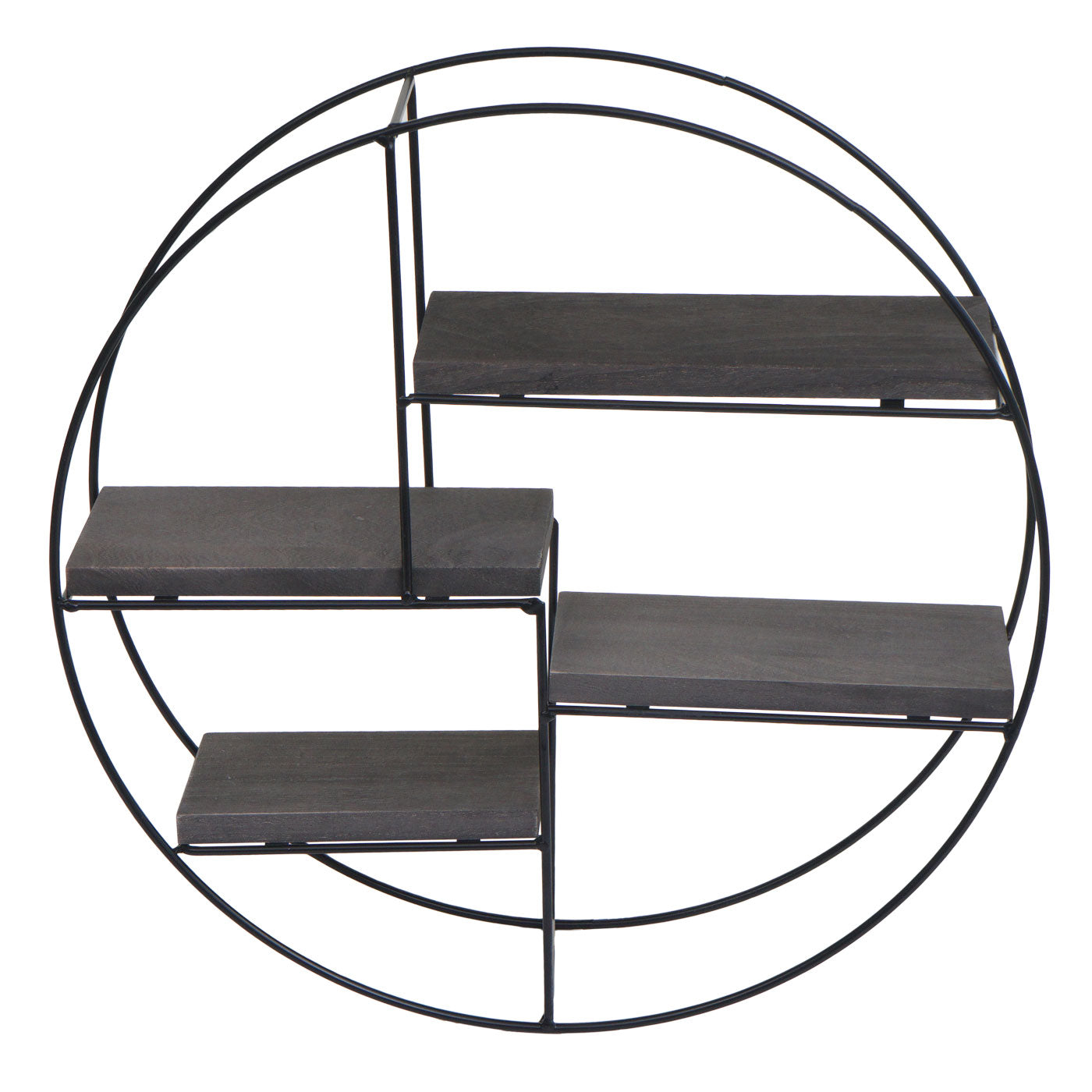 Wandplank MCW-K76, Hangende plank Zwevende plank, 4 planken Metalen massief hout Industrieel 45x45x11cm ~ donkergrijs