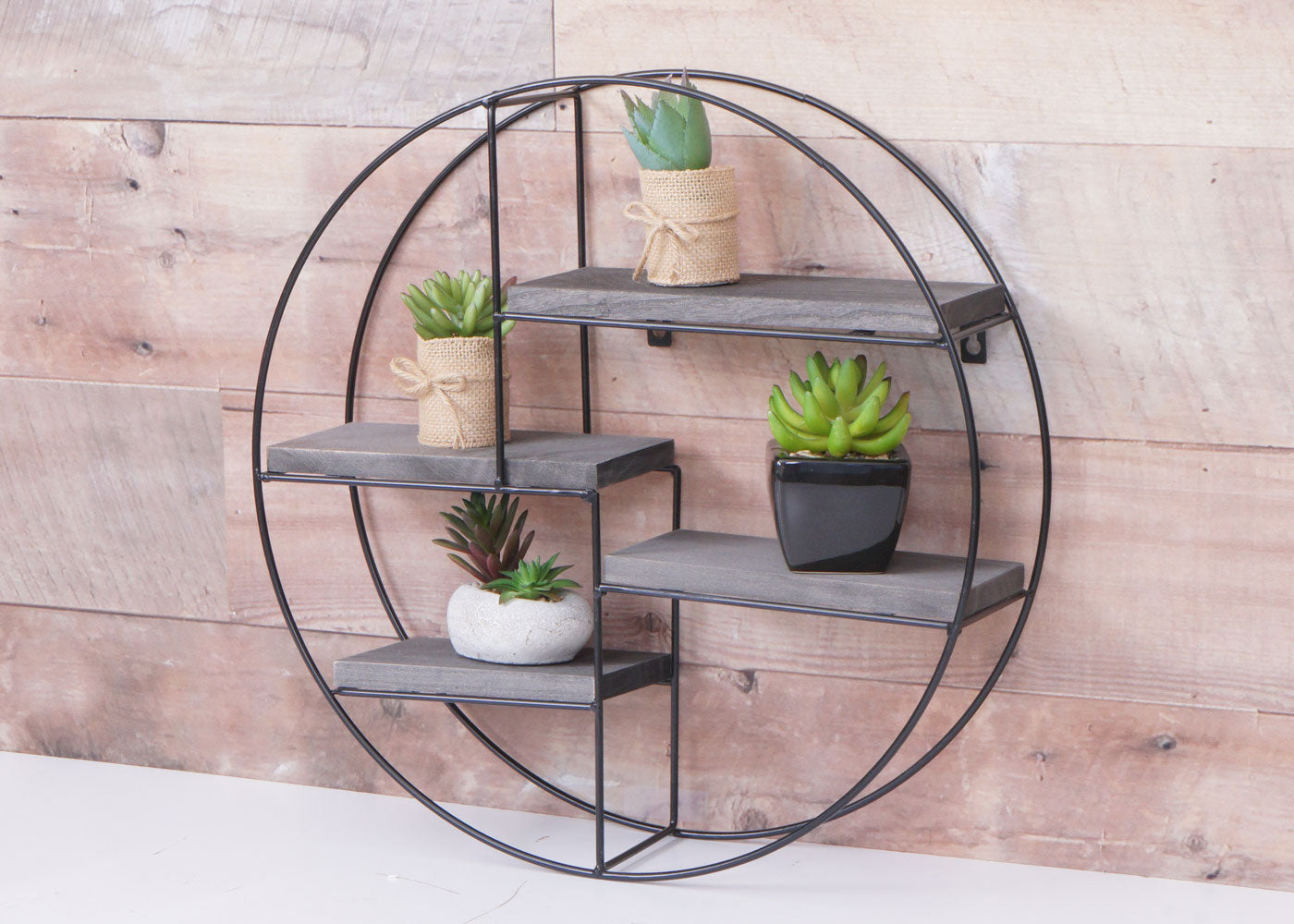 Wandplank MCW-K76, Hangende plank Zwevende plank, 4 planken Metalen massief hout Industrieel 45x45x11cm ~ donkergrijs