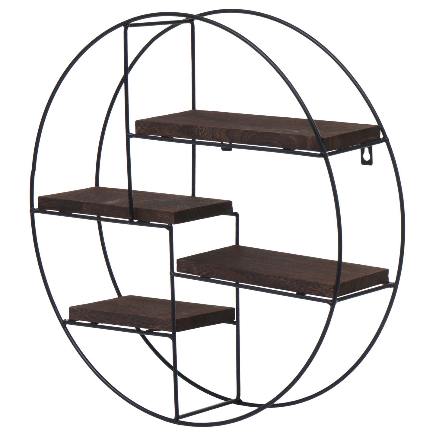 Wandplank MCW-K76, Hangende plank Zwevende plank, 4 planken Metalen massief hout Industrieel 45x45x11cm ~ donkerbruin